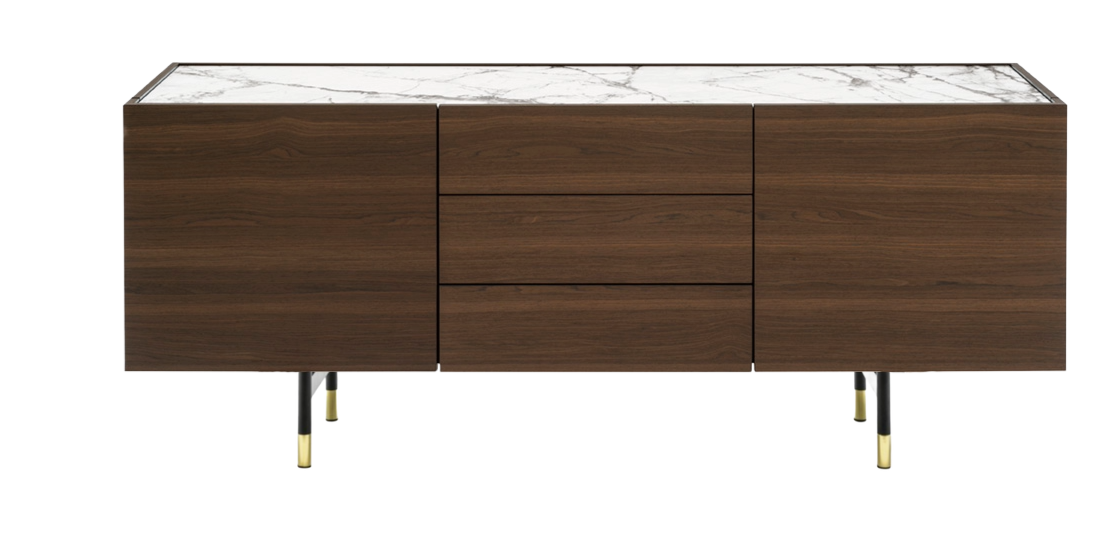 Dressoir HORIZON donker hout met witte bovenkant