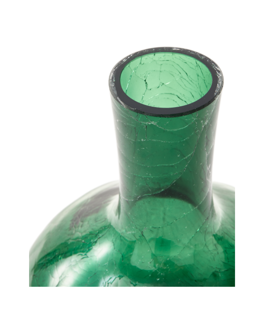 CRACKLED GLASS vase dark green