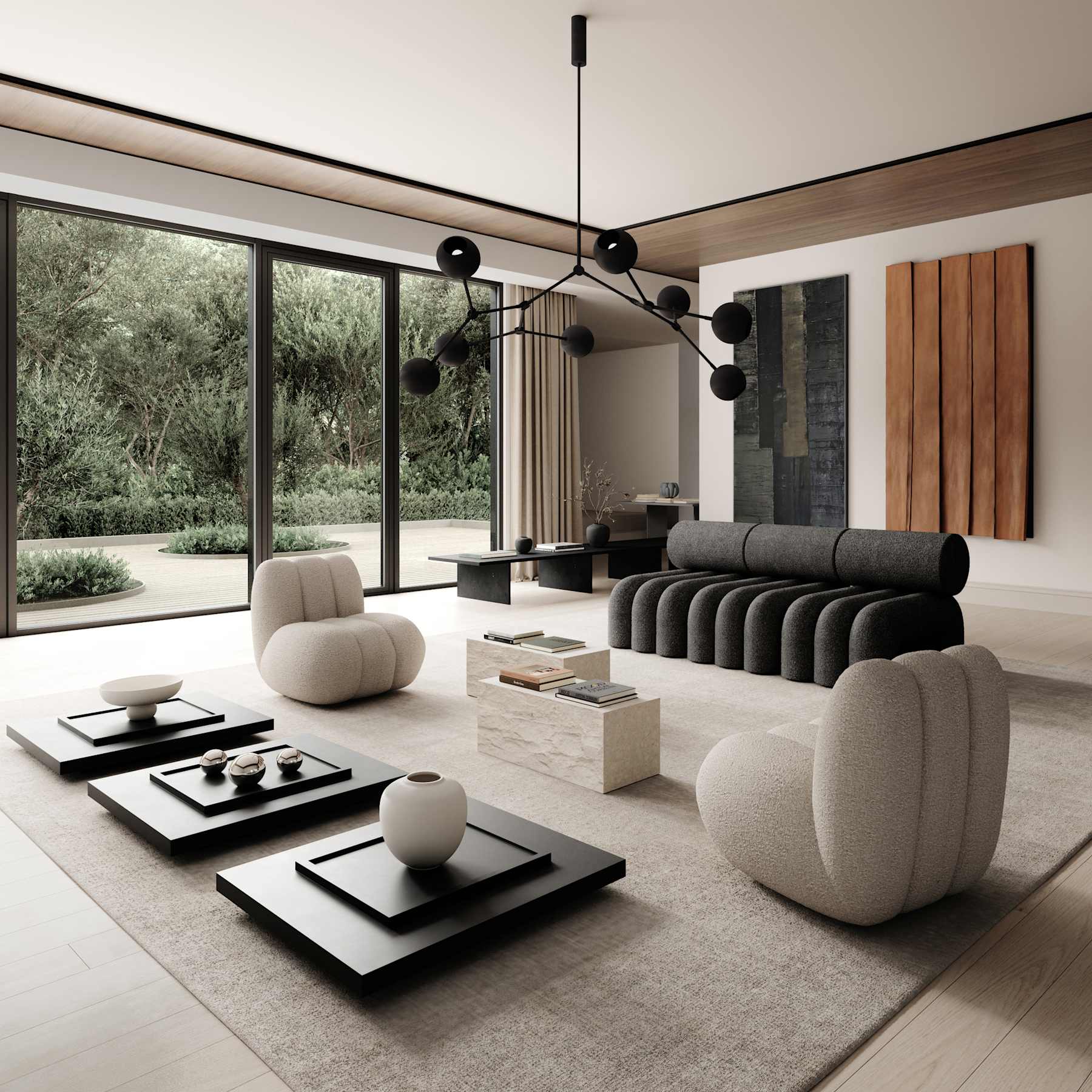 TOE Sessel beige Bouclé