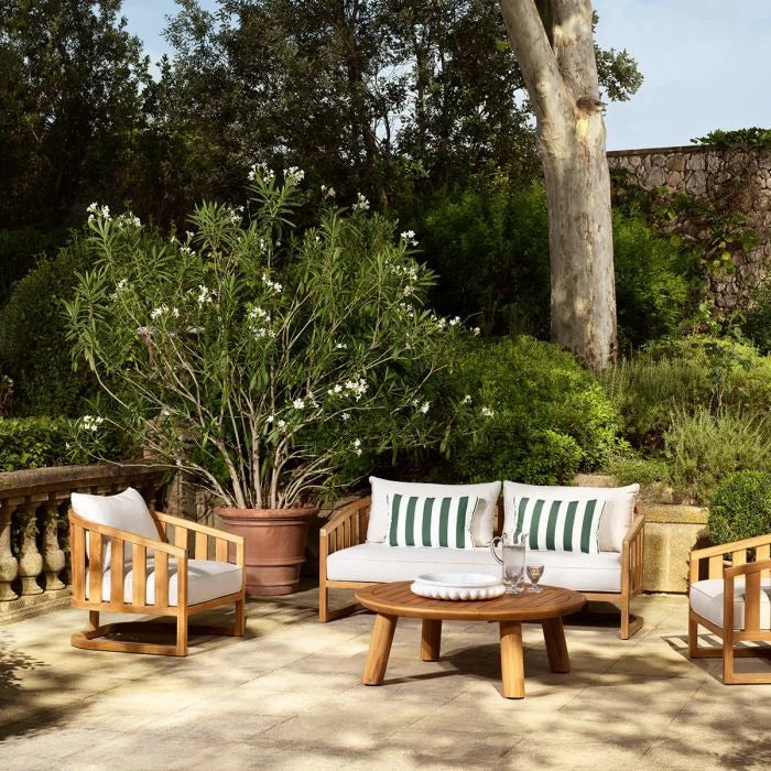 Buitenbank ARUBA crème met houten basis