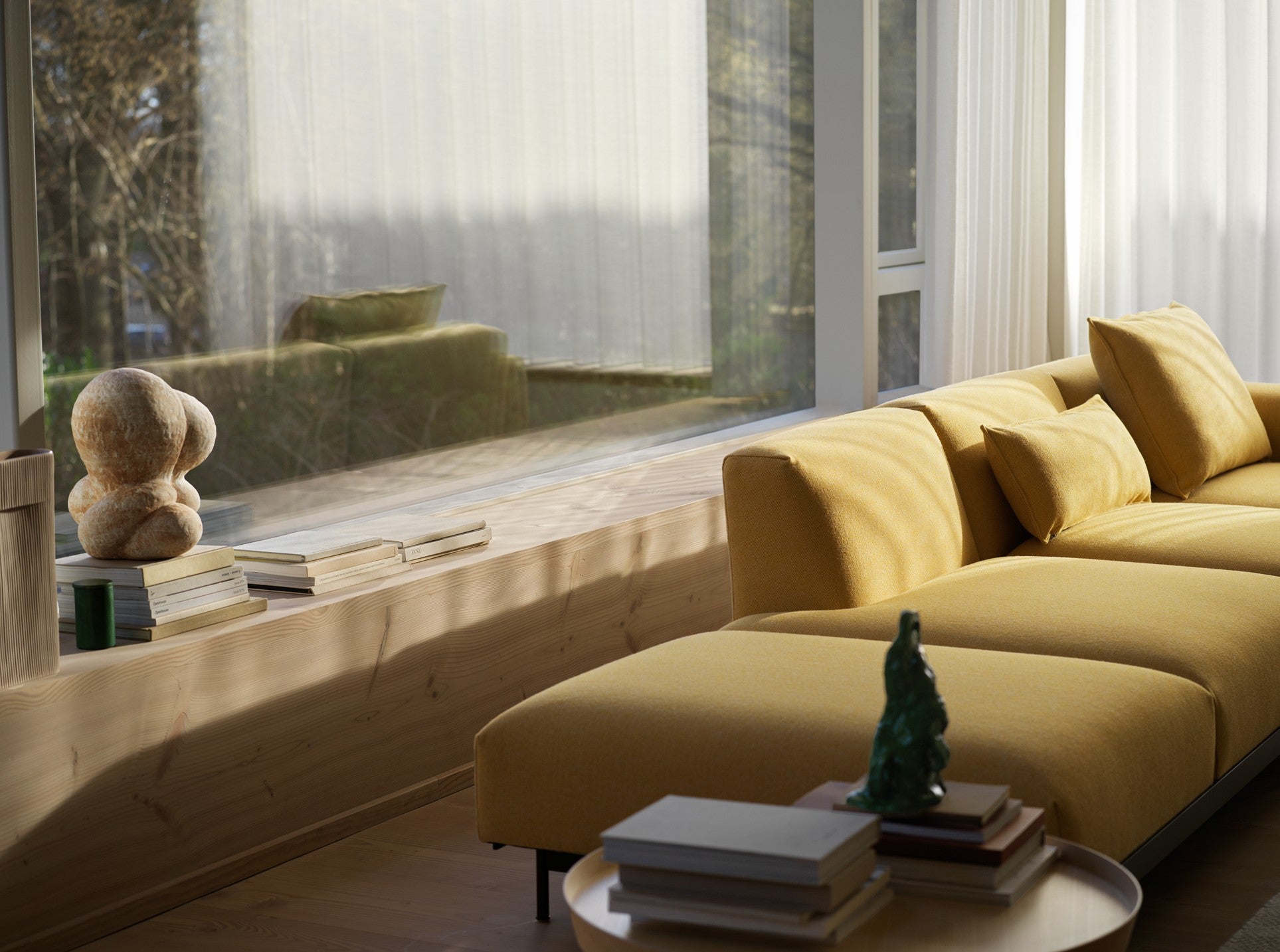 Open left-sided corner sofa IN SITU gestoffeerd
