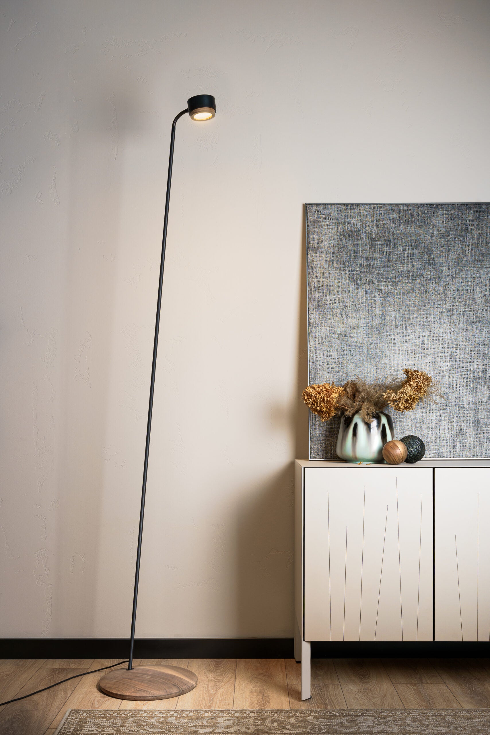 JUBI Stehleuchte Aluminium mit Walnussholz