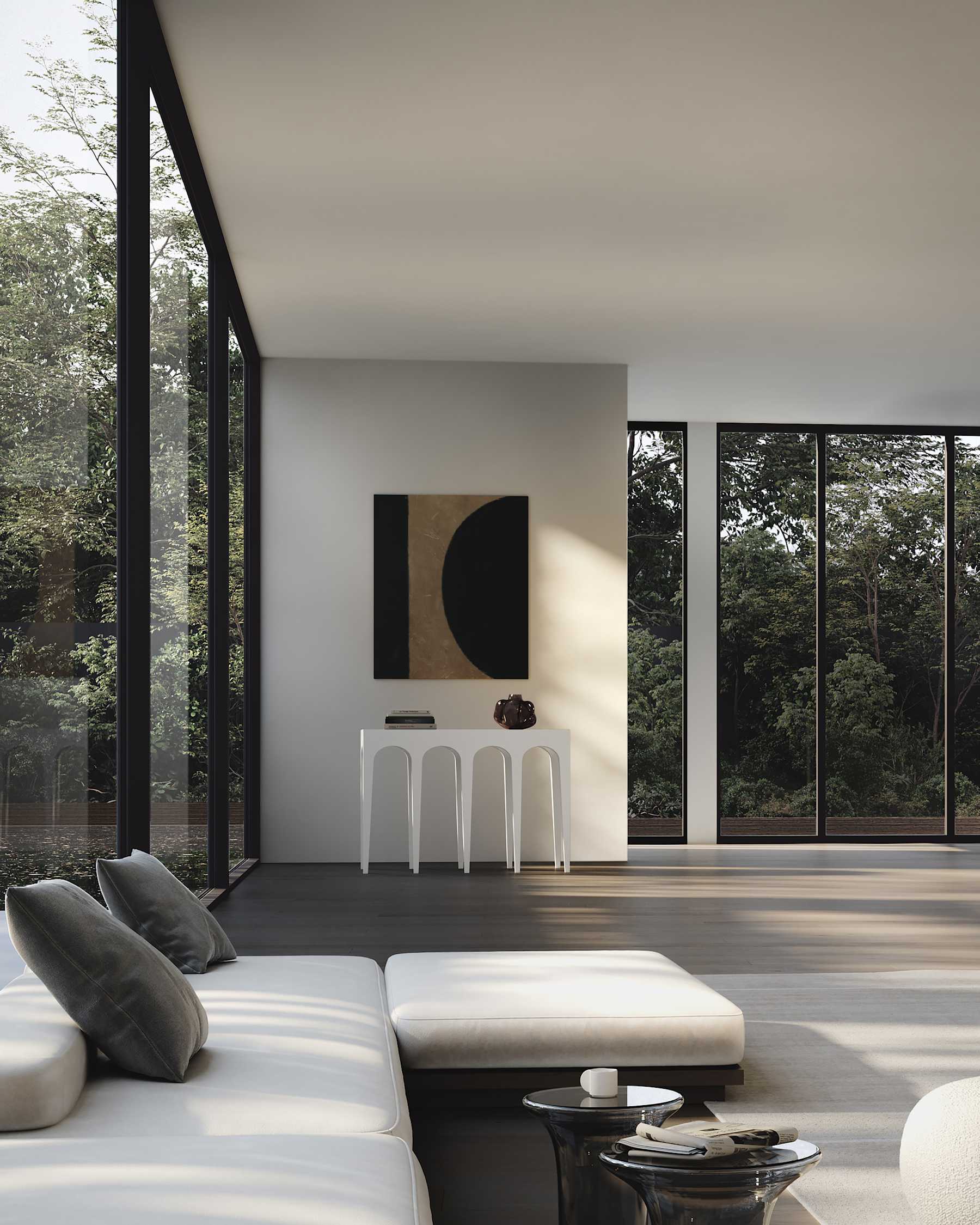 Konsola BOW biały beton