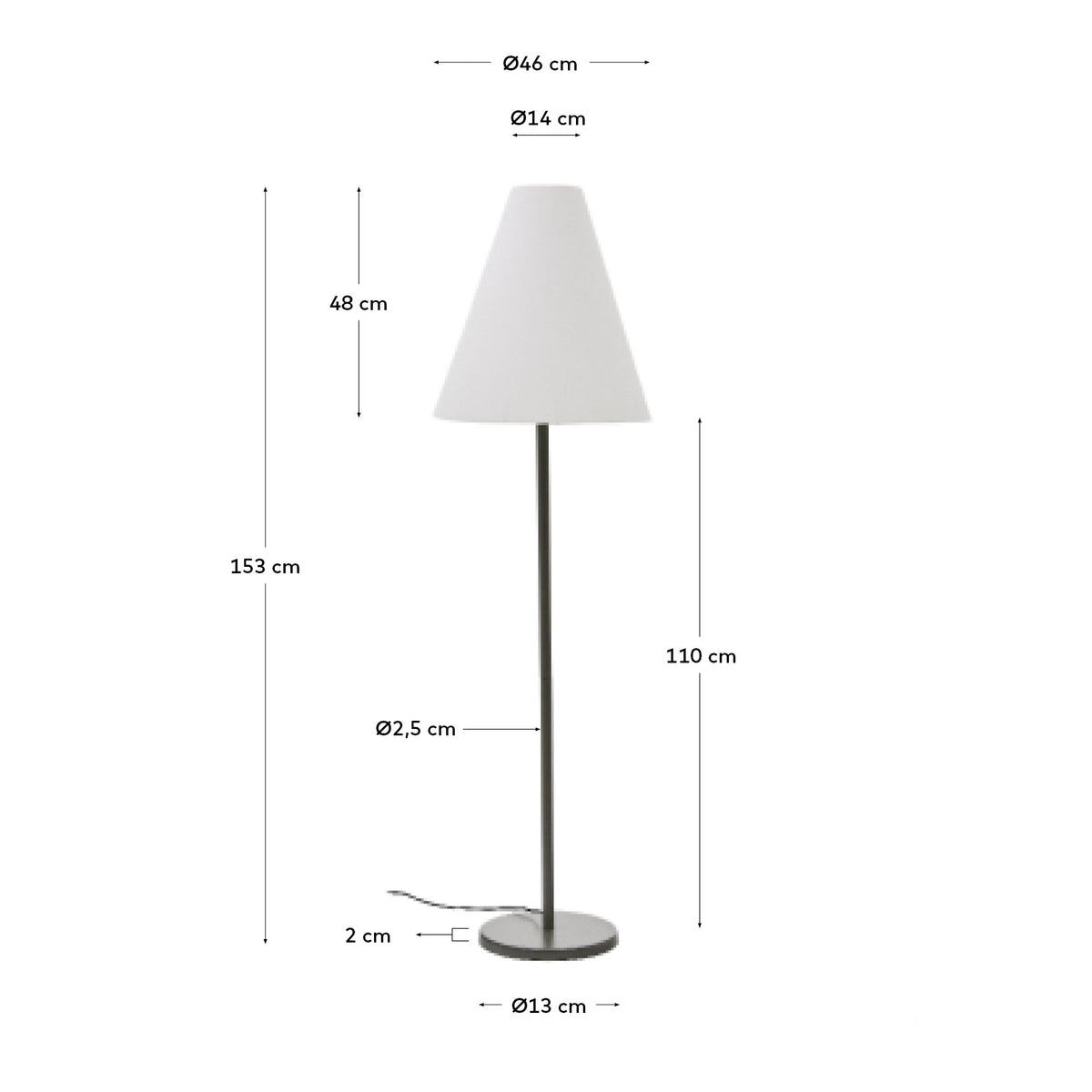 Lampa podłogowa NAVAT zielony metal – wymiary