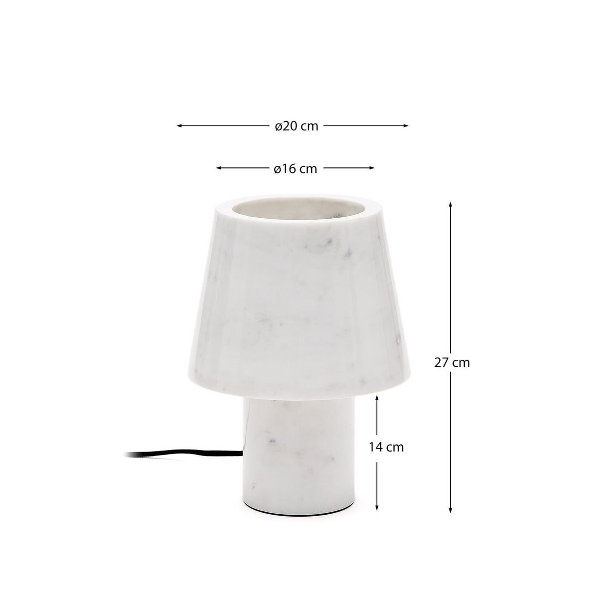 Lampa stołowa ALARO biały marmur – wymiary