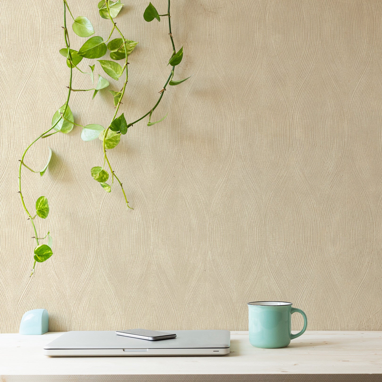 Metallic Textured Wallpaper with Abstract Pattern KERAMOS - IVORY/PEARL