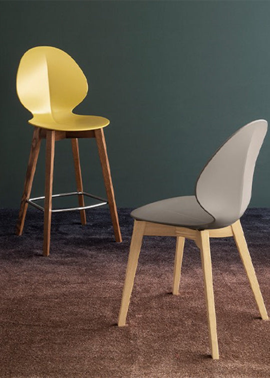 Barhocker BASIL taupe mit Sitzfläche aus gebleichtem Holz