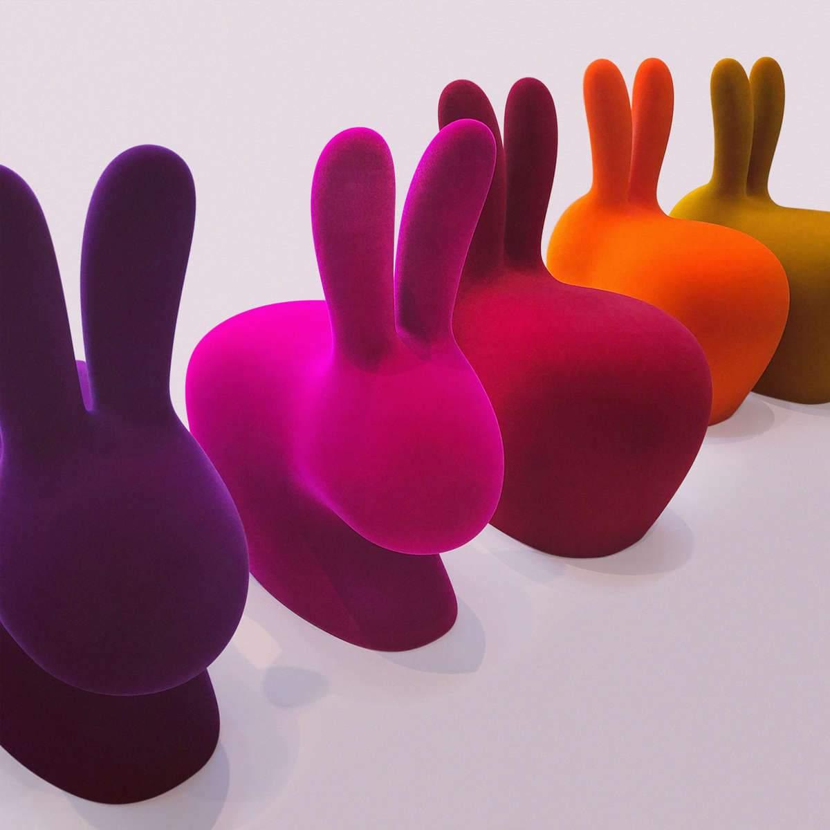 Krzesło BABY RABBIT VELVET czerwony Qeeboo    Eye on Design