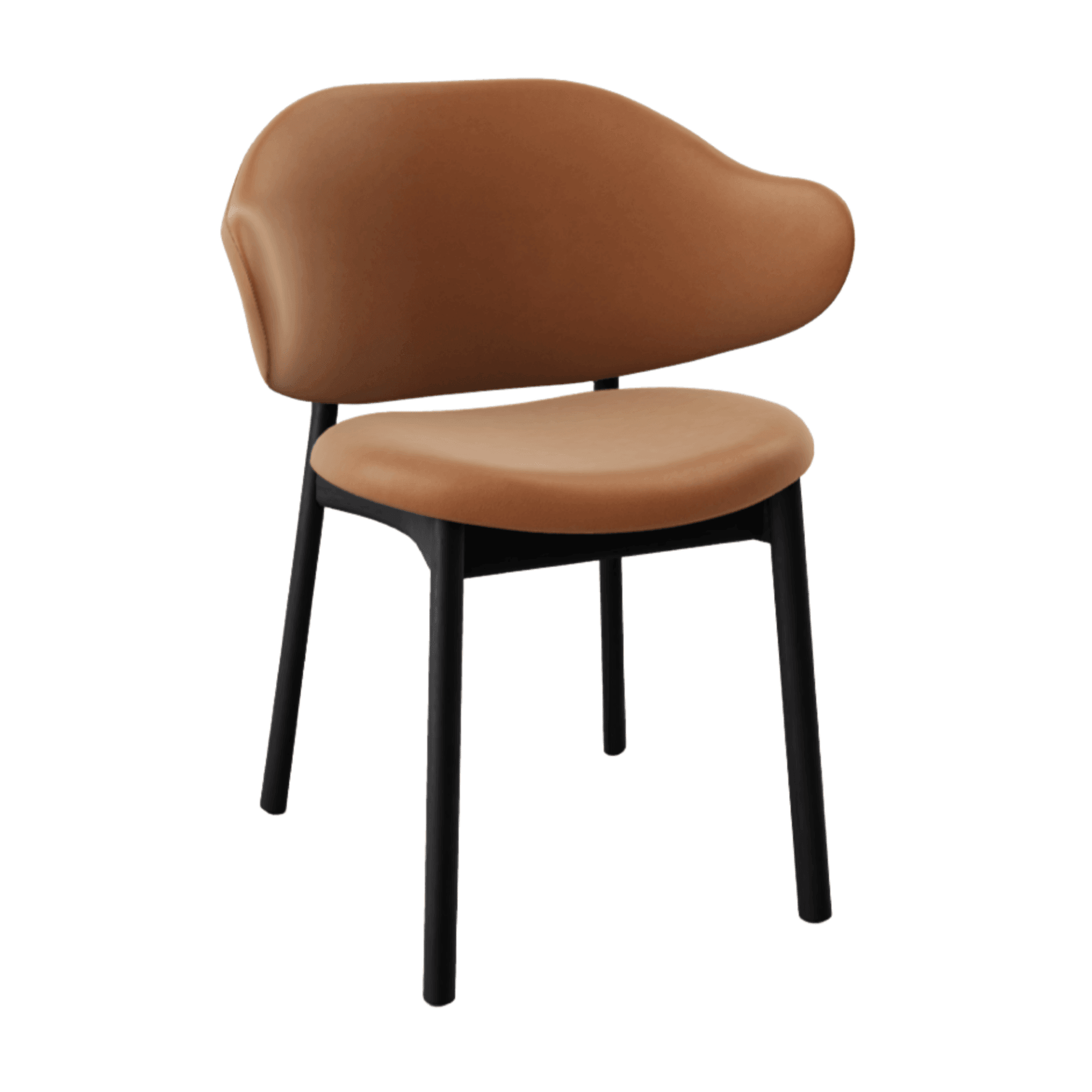 Krzesło HOLLY koniakowa ekoskóra z drewnianą podstawą Calligaris matowa czerń   Eye on Design