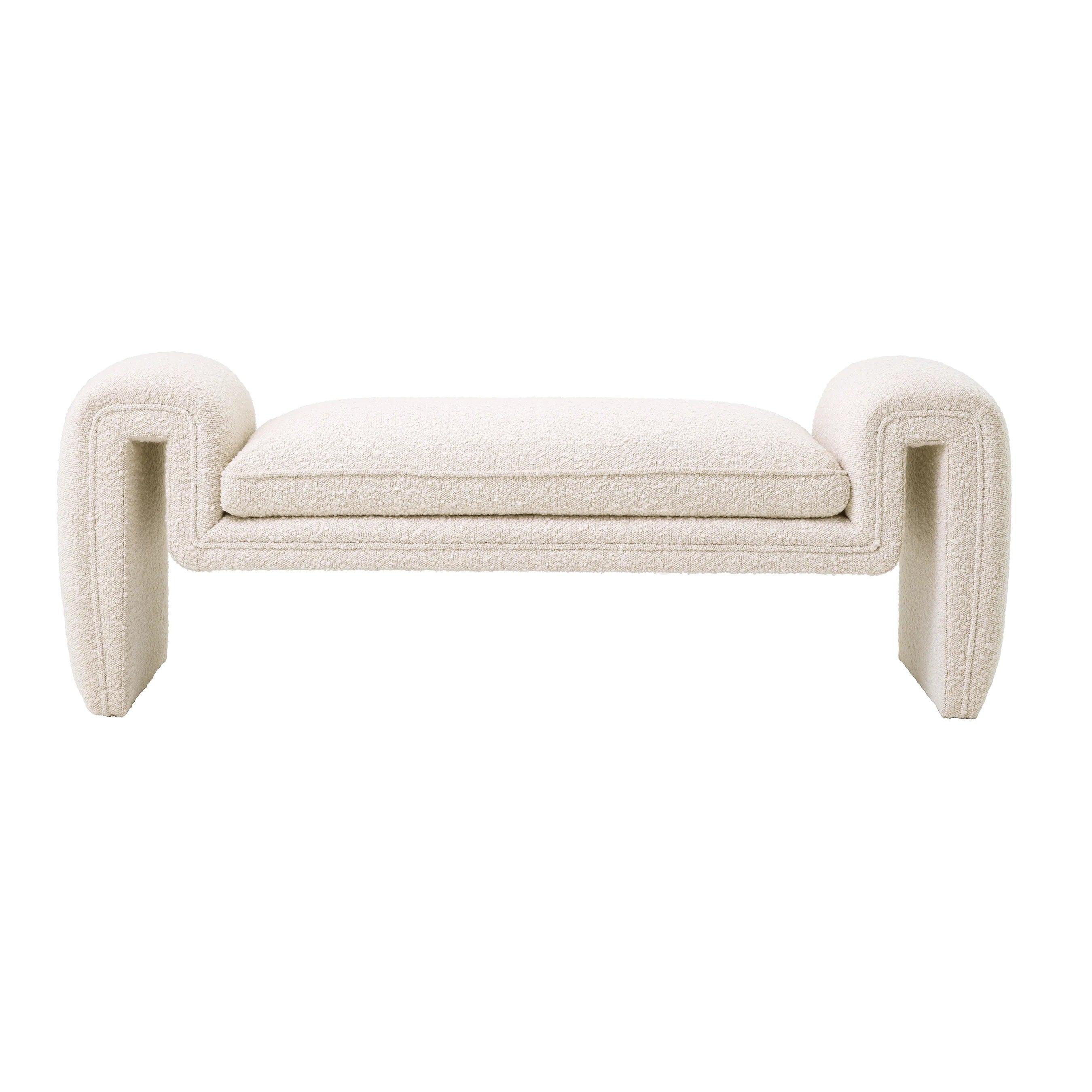 Ławka w tkaninie boucle TONDO kremowy – tkanina bouclé, Eichholtz