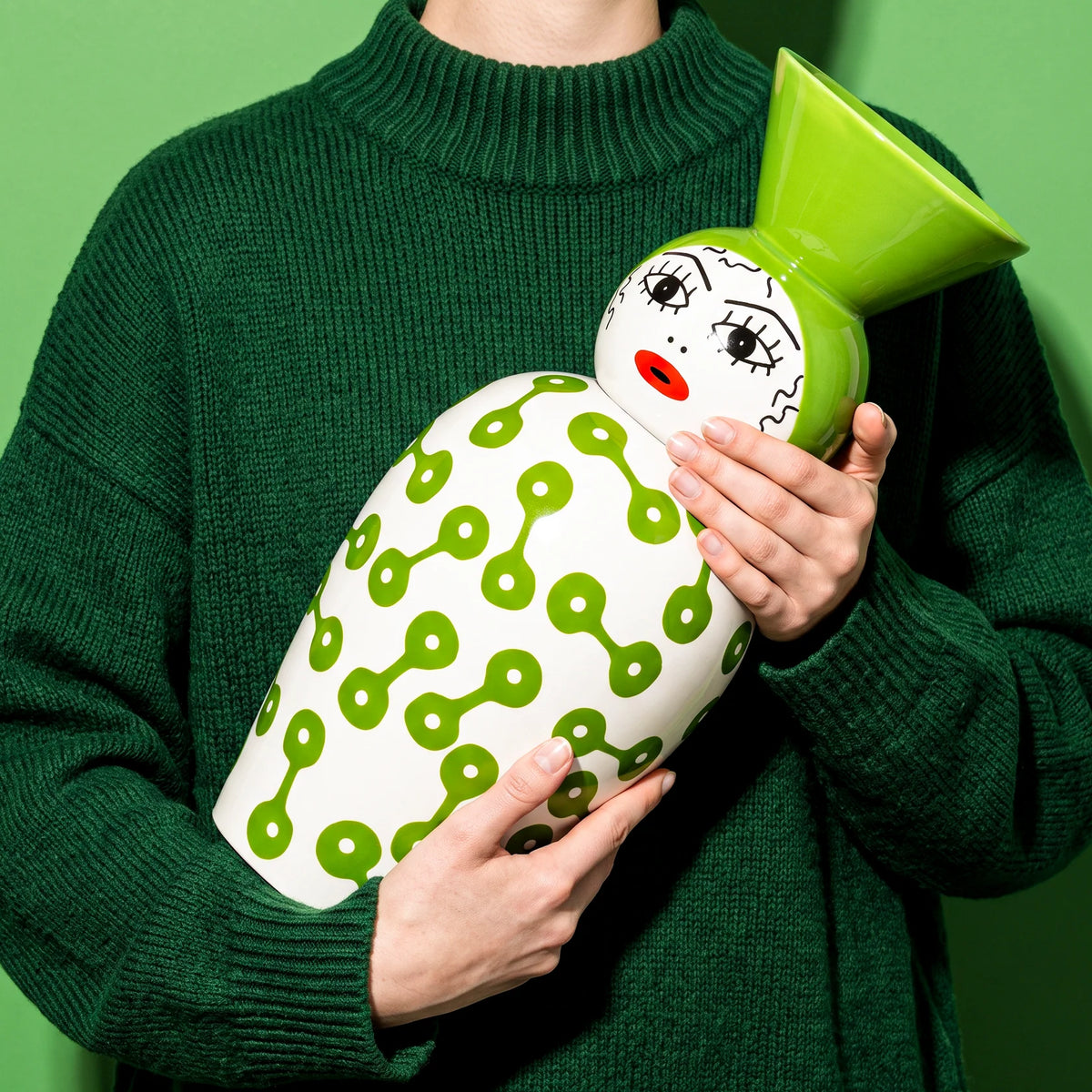 Vaas met deksel CANOPIE - PIETRA groen met wit