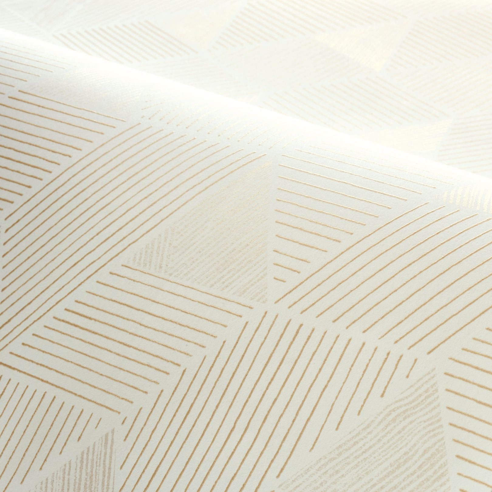 Structural wallpaper with geometric pattern MÉROÉ - WHITE/GOLD white with gold