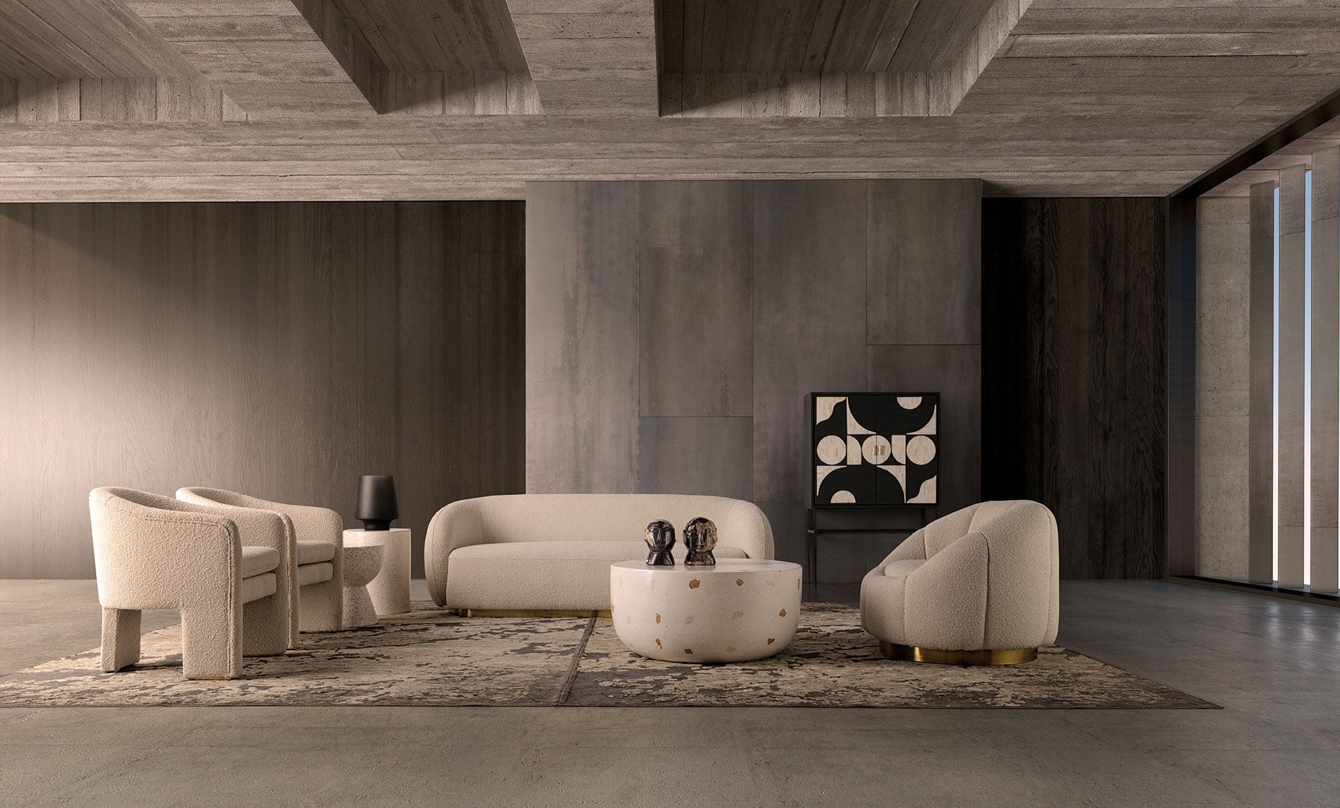 Runder Beistelltisch ALBENGA aus Terrazzo