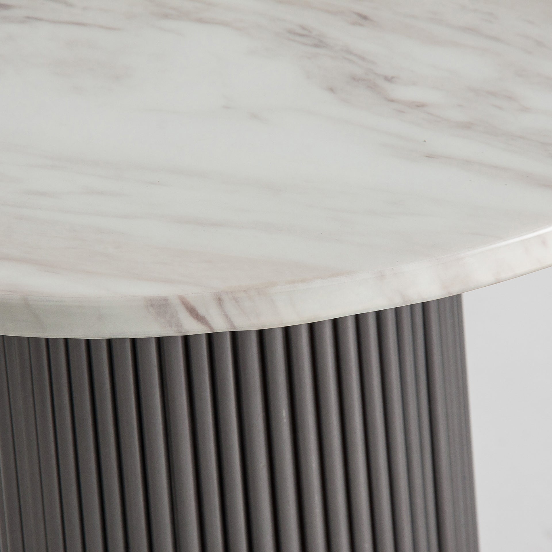 COEN Side Table with White Synthetic Marble and Black Base