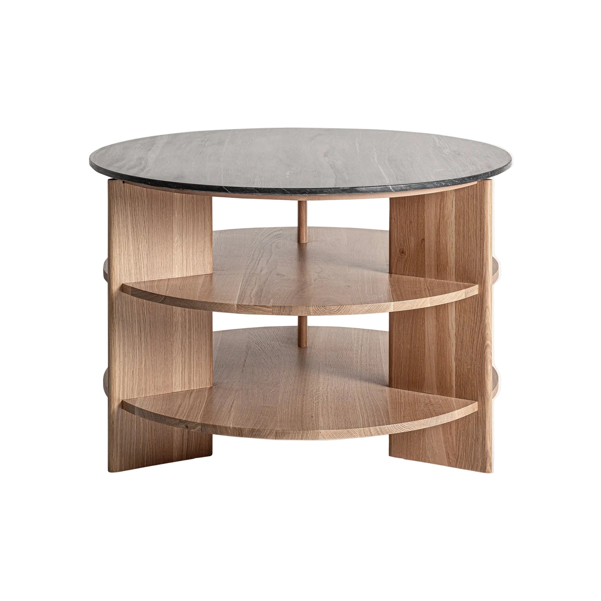 NARA Coffee Table in Oak Wood with Black Travertine Top