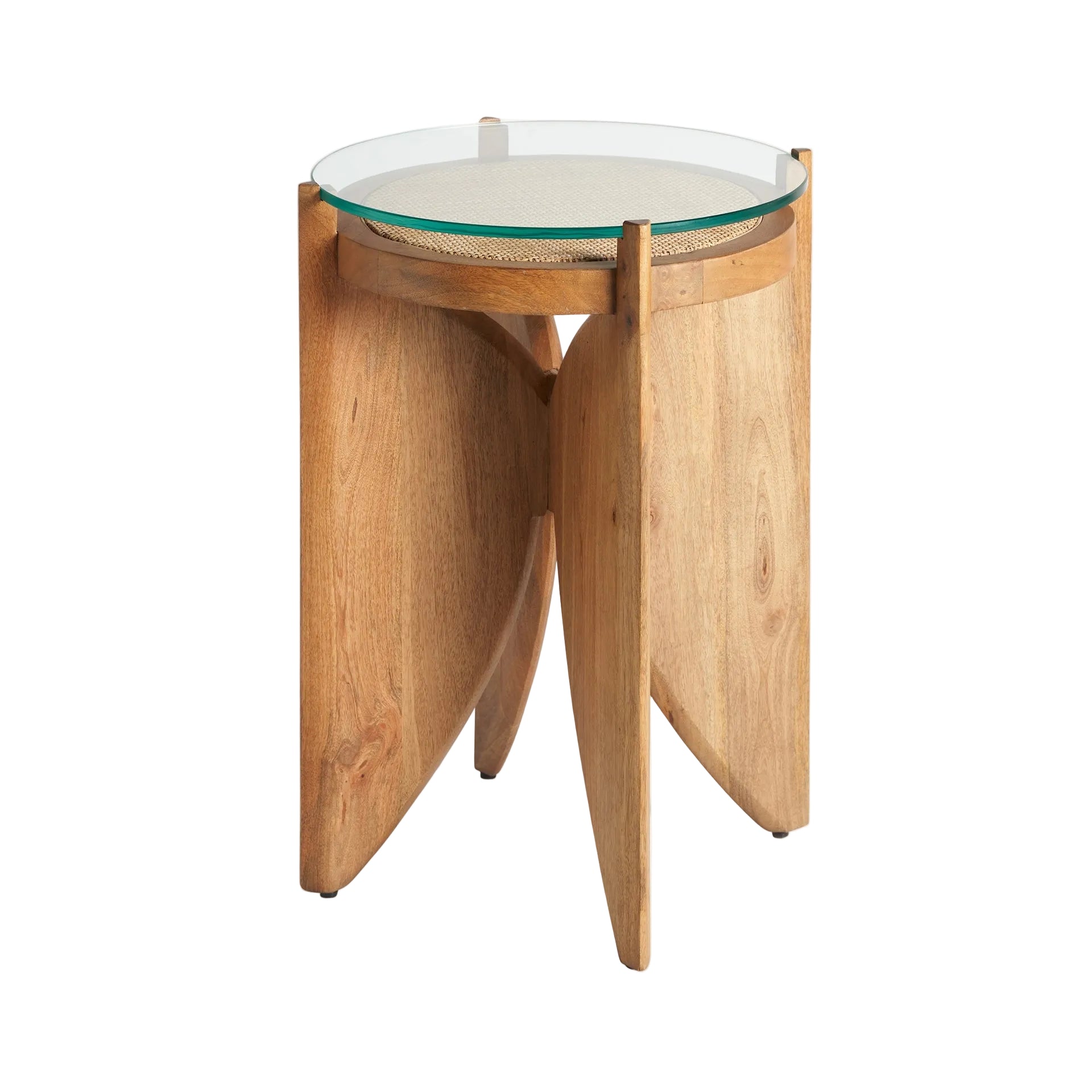 Bijzettafel RIESA mango hout met glazen blad