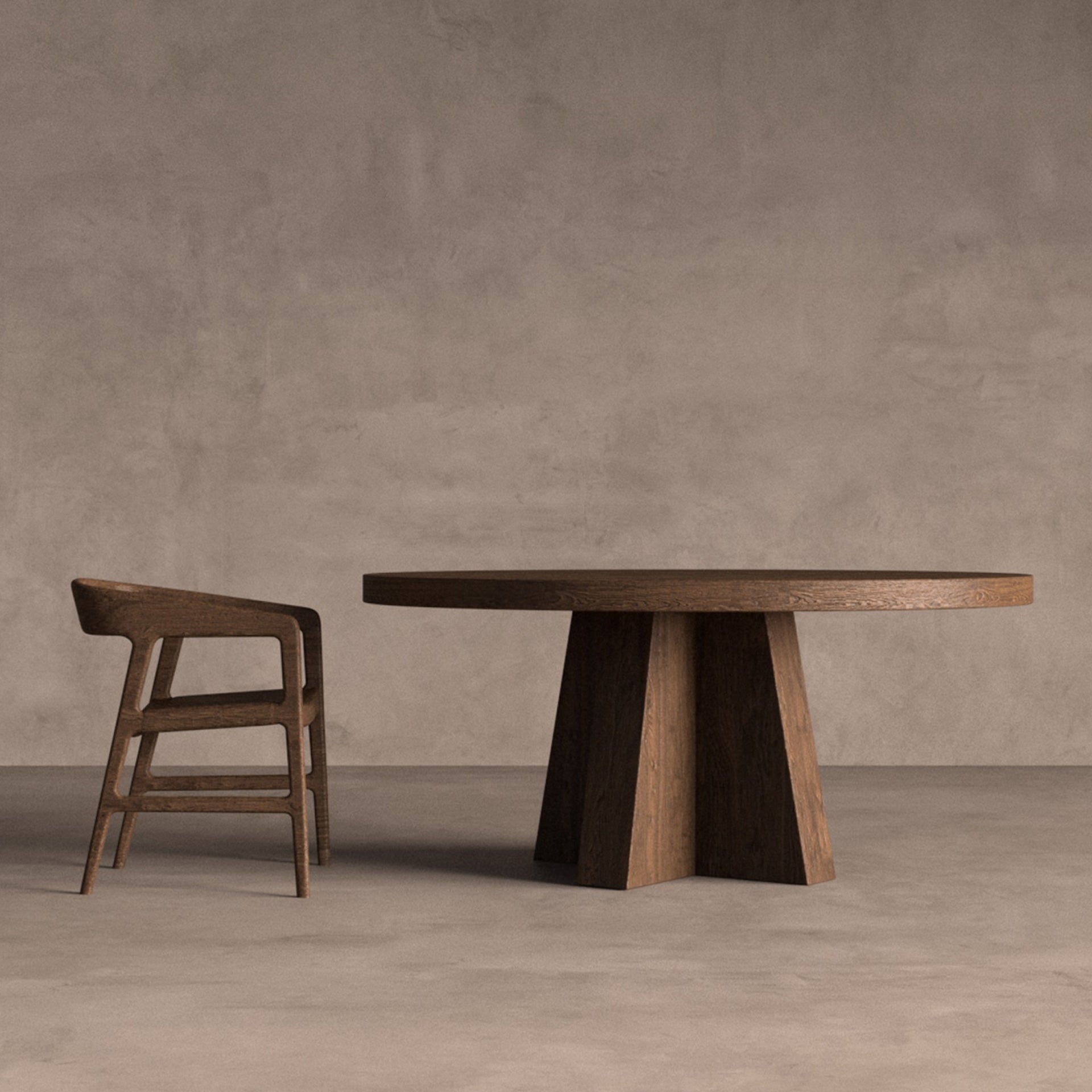 Ronde tafel BRUTALIST van gerecycled hout