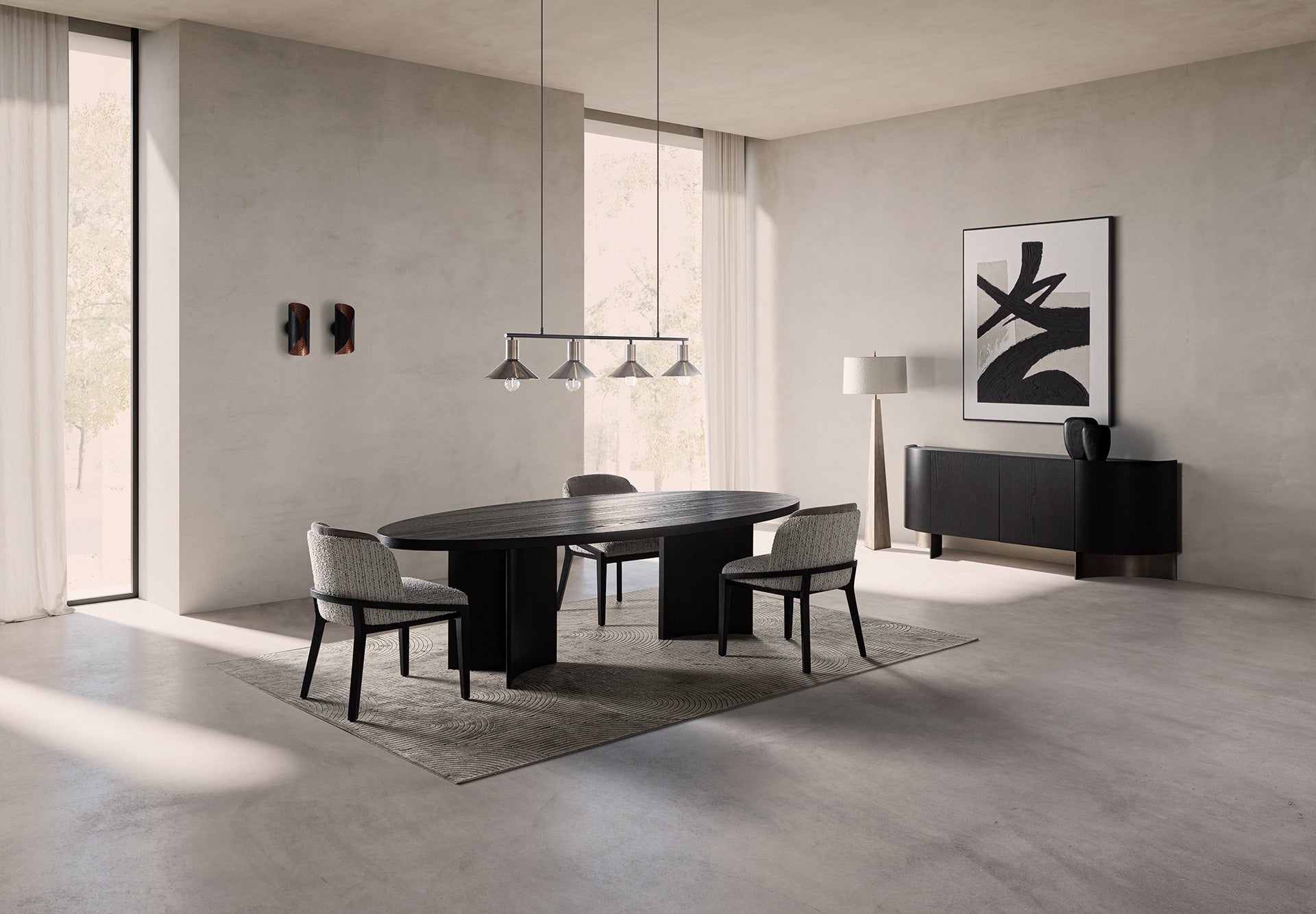 Ovale tafel NEUVIC donker eikenfineer