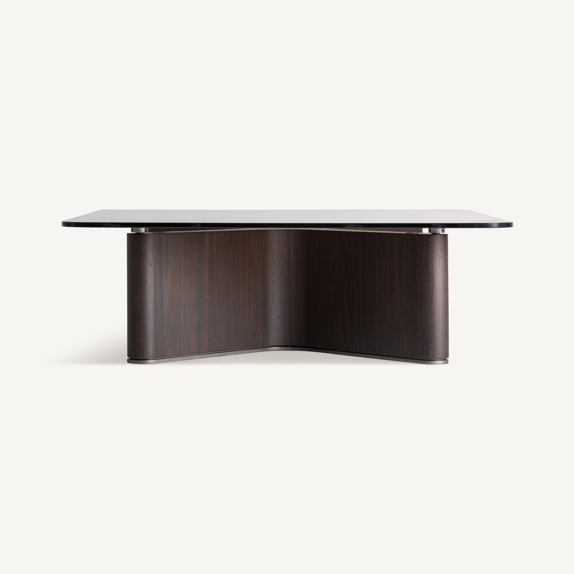 Salontafel BRANSBY donker essen hout met glazen blad
