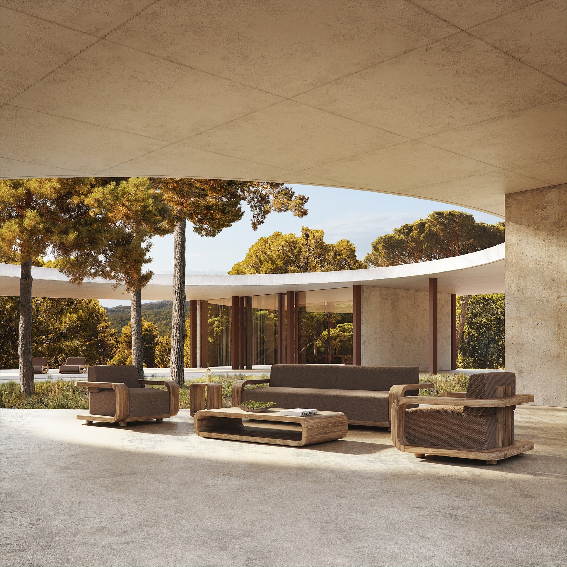 Buiten koffie tafel CORBA gerecycled hout