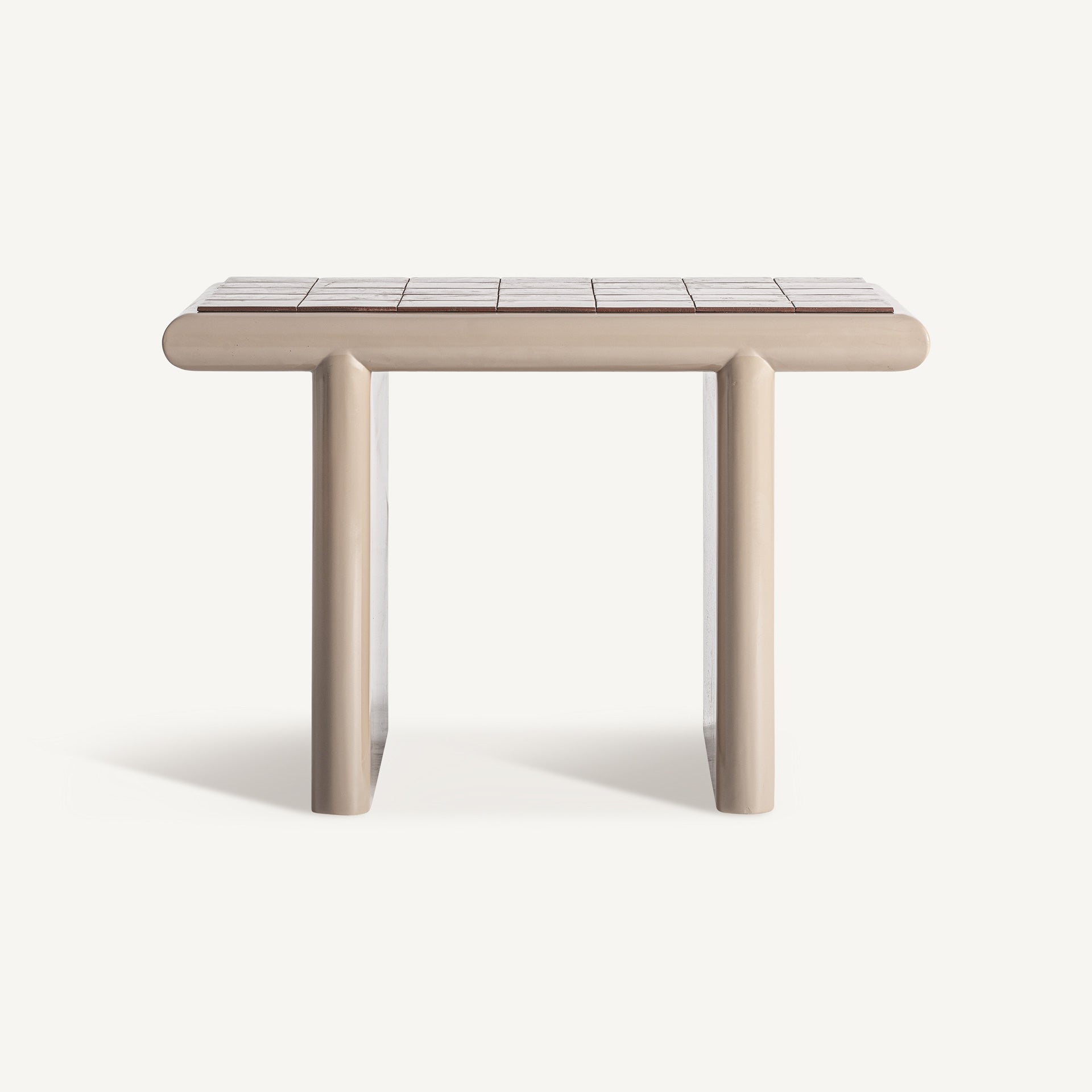 Kaffeetisch KURTEN beige mit braunem Akzent