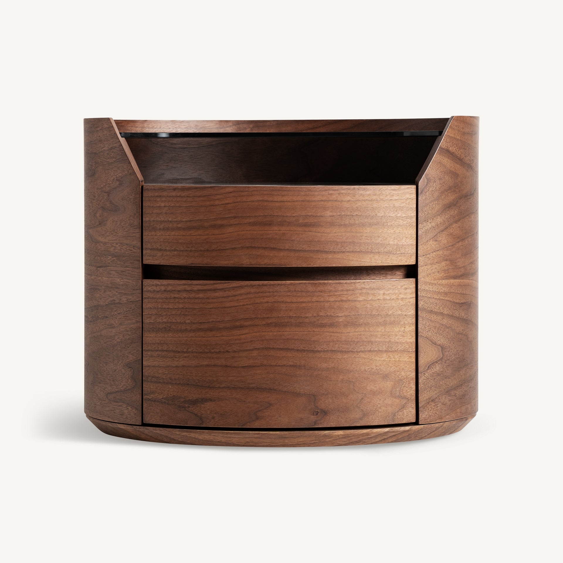 Nachtkastje LECCO hout met glazen blad