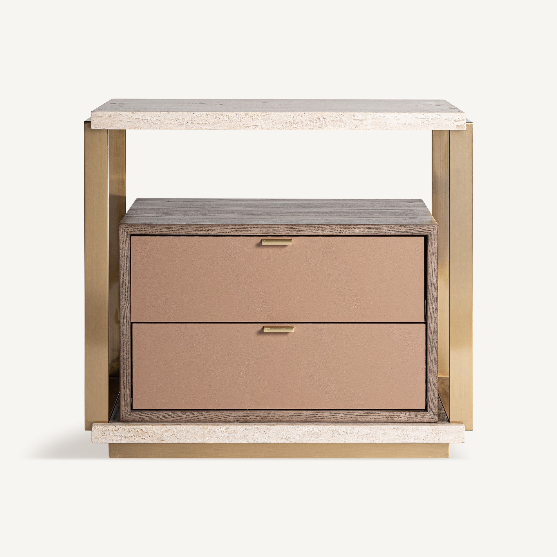 Nachtkastje MONZA beige met travertijn blad