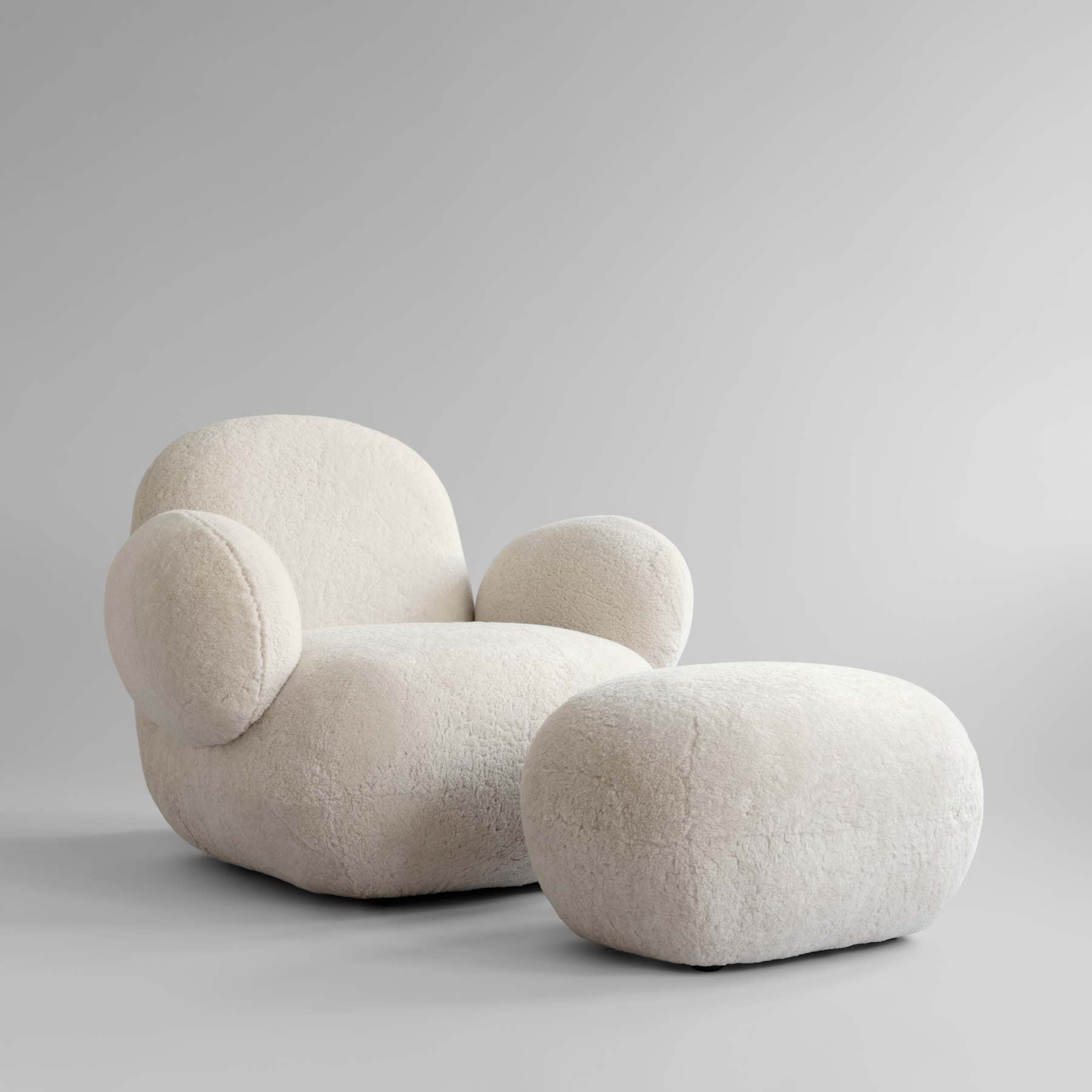 White Sheepskin TOE Fabric Footrest