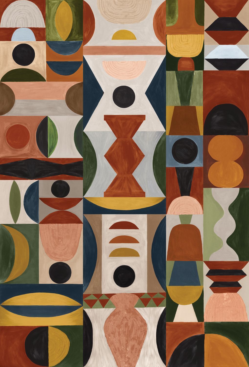 Muurschildering met geometrisch patroon MODELAGE - MULTICO meerkleurig