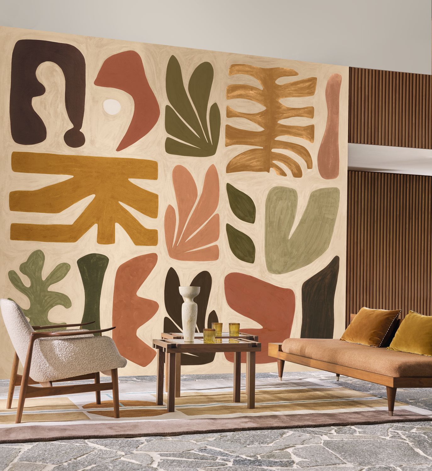 Muurschildering met abstract patroon JORGE groen