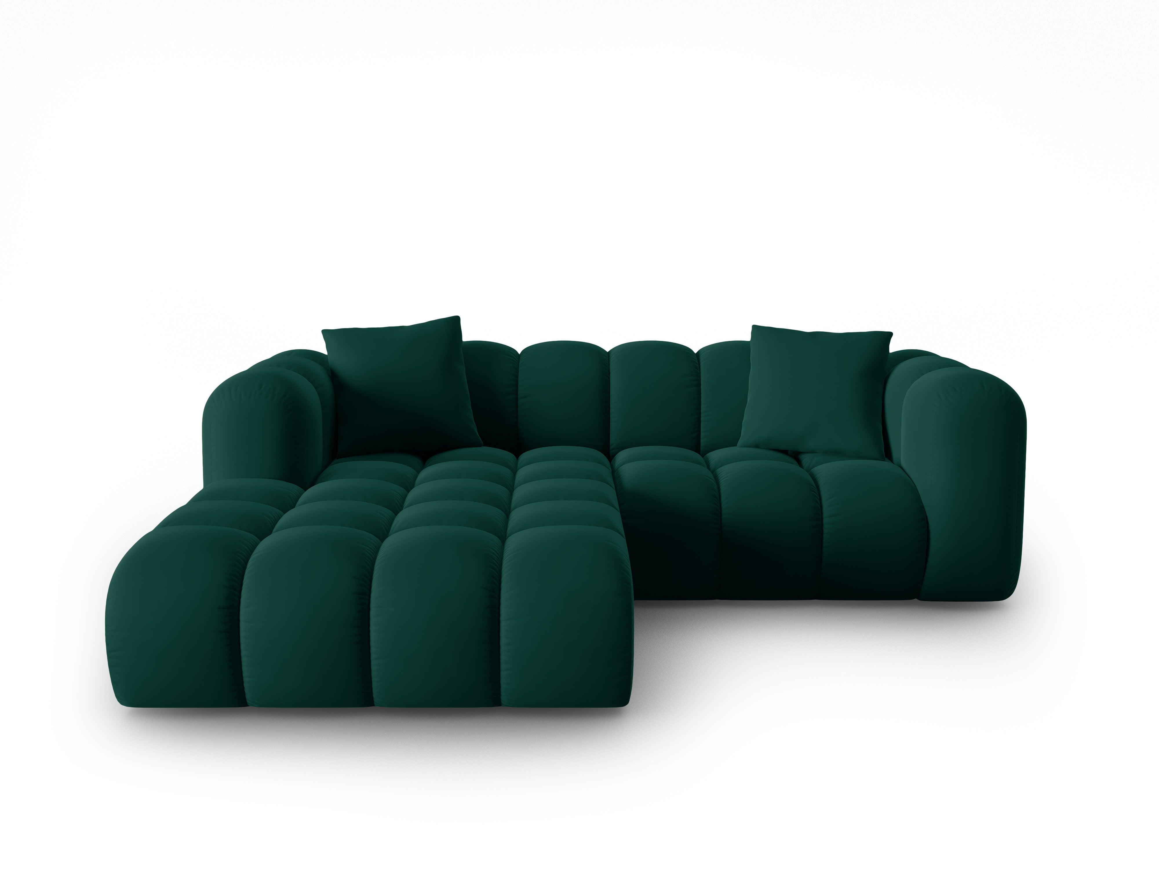 Narożnik aksamitny 3-osobowy lewostronny HALLEY butelkowa zieleń Windsor & Co    Eye on Design