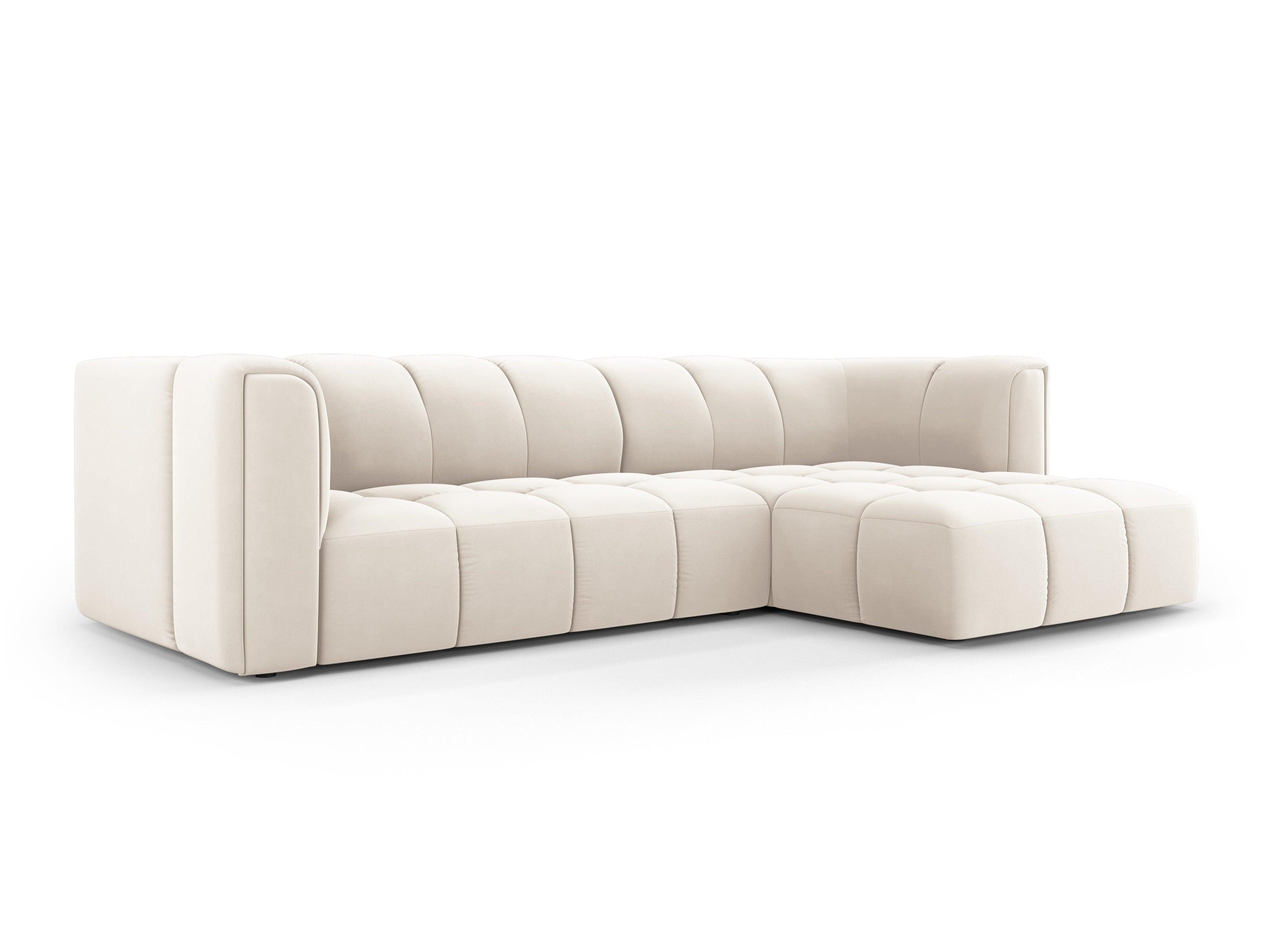 Narożnik aksamitny 3-osobowy prawostronny FRANCESCA jasnobeżowy Milo Casa    Eye on Design