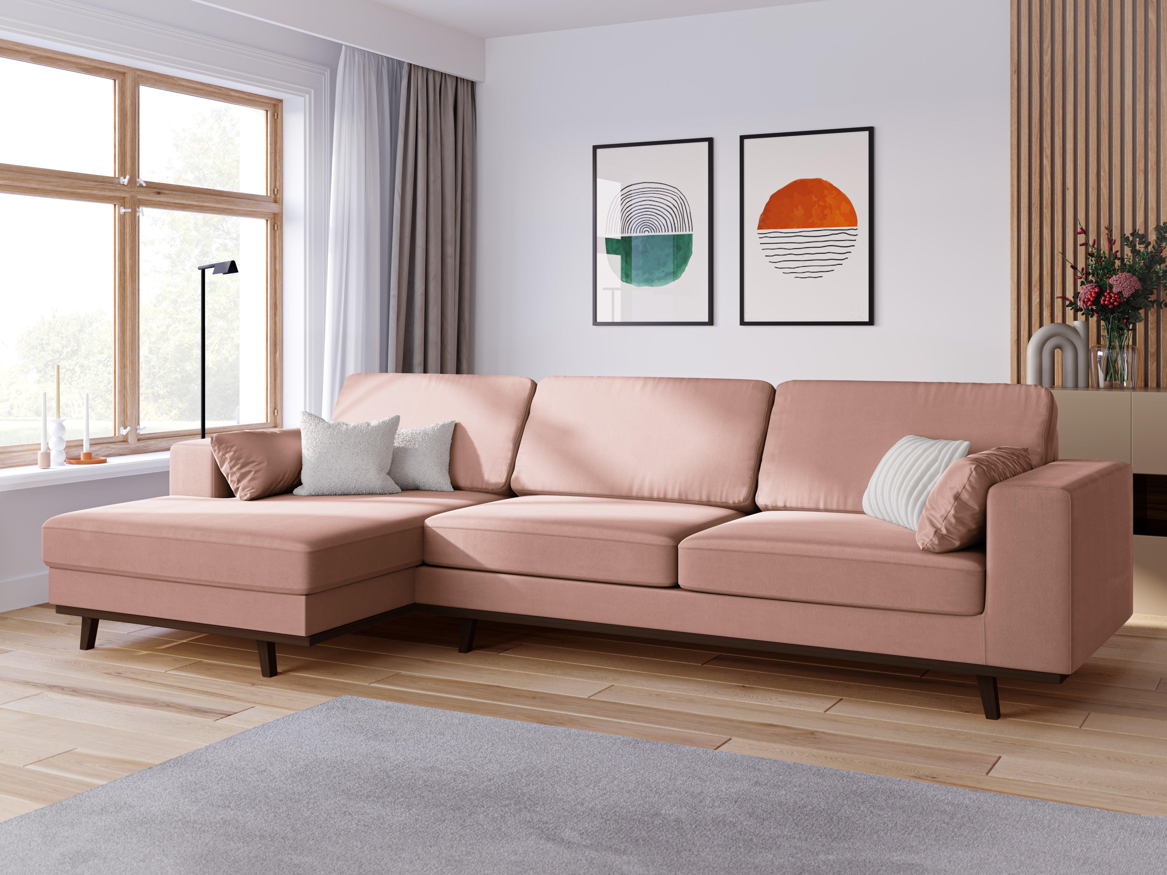Narożnik aksamitny lewostronny HEBE różowy Mazzini Sofas    Eye on Design