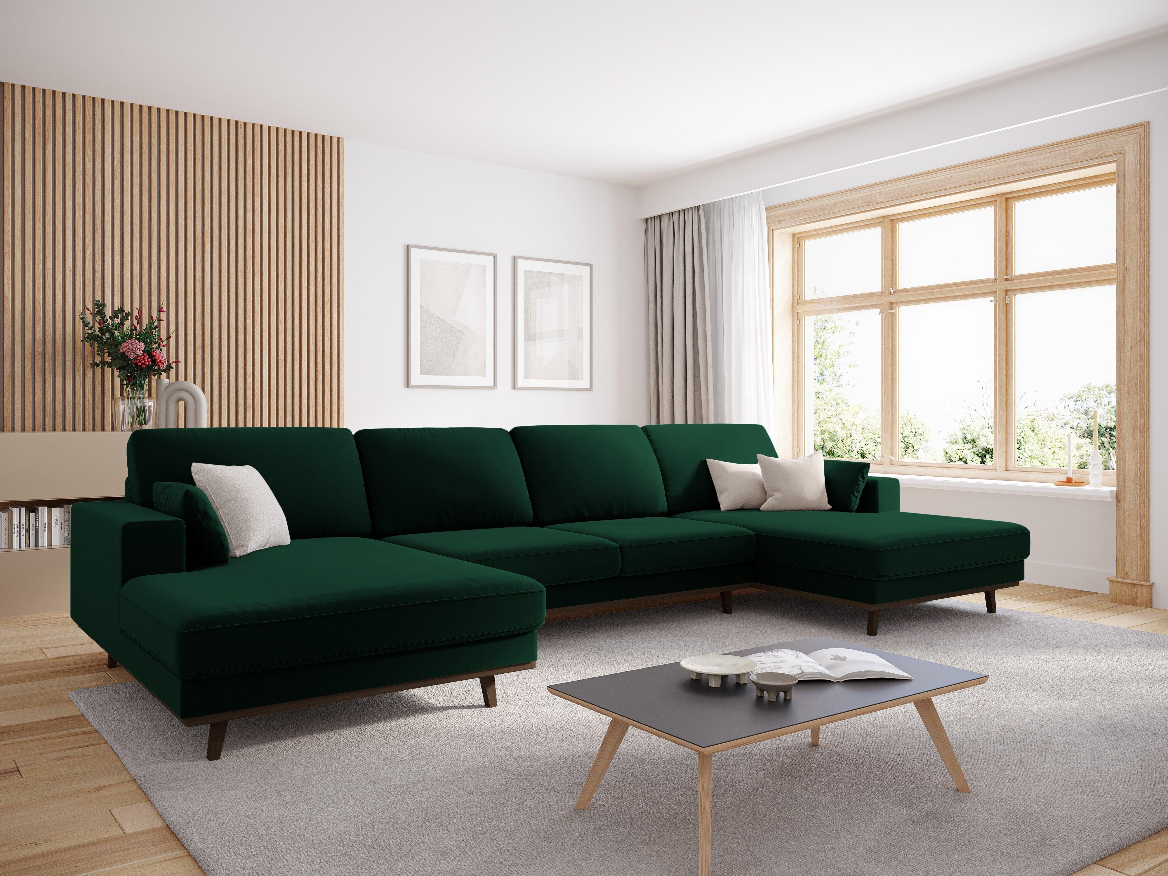 Narożnik aksamitny panoramiczny HEBE butelkowa zieleń Mazzini Sofas    Eye on Design