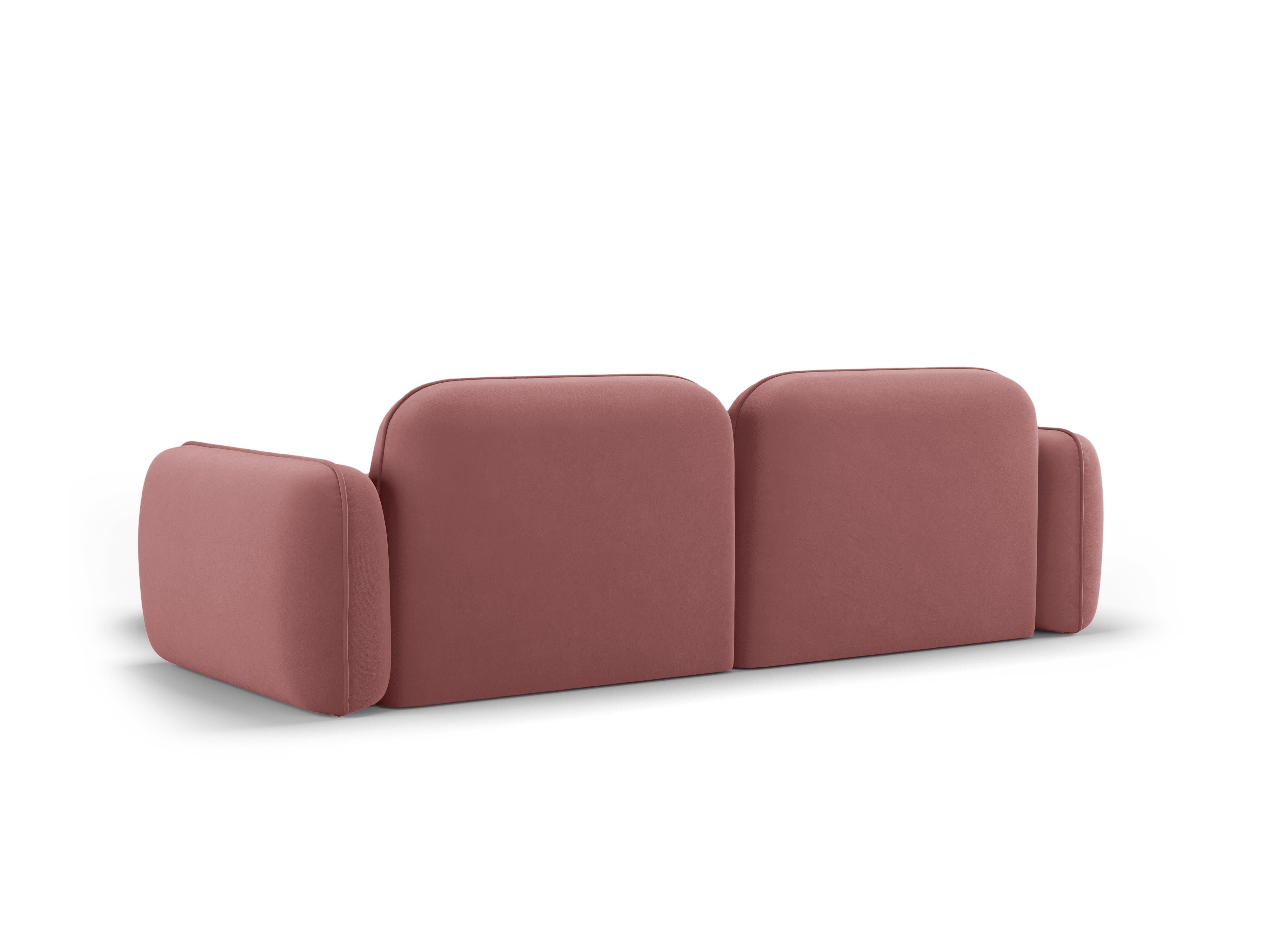 Narożnik aksamitny prawostronny 3-osobowy SYDNEY łososiowy – sofa narożna
