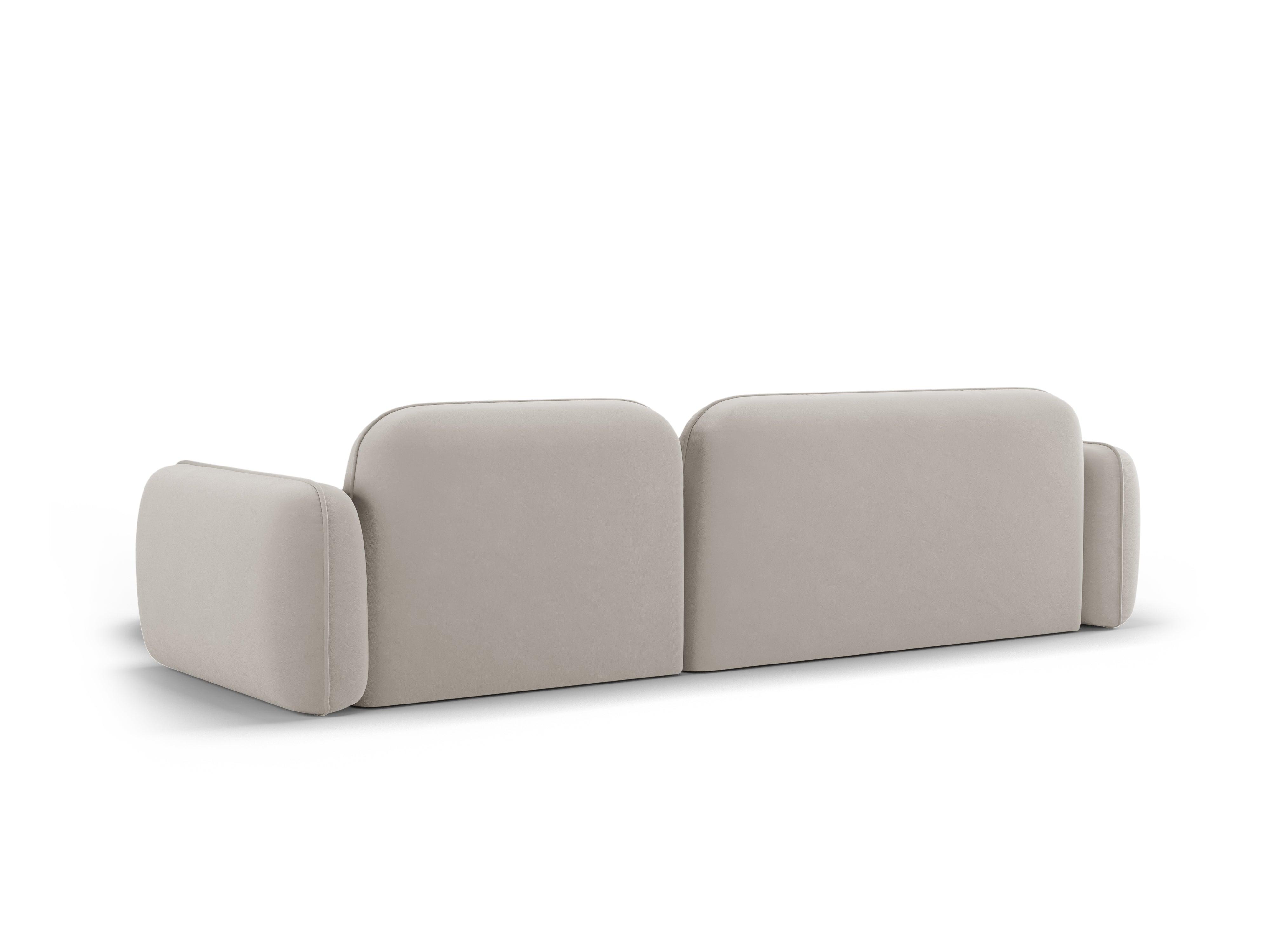 Narożnik aksamitny prawostronny 3,5-osobowy SYDNEY kość słoniowa – sofa narożna