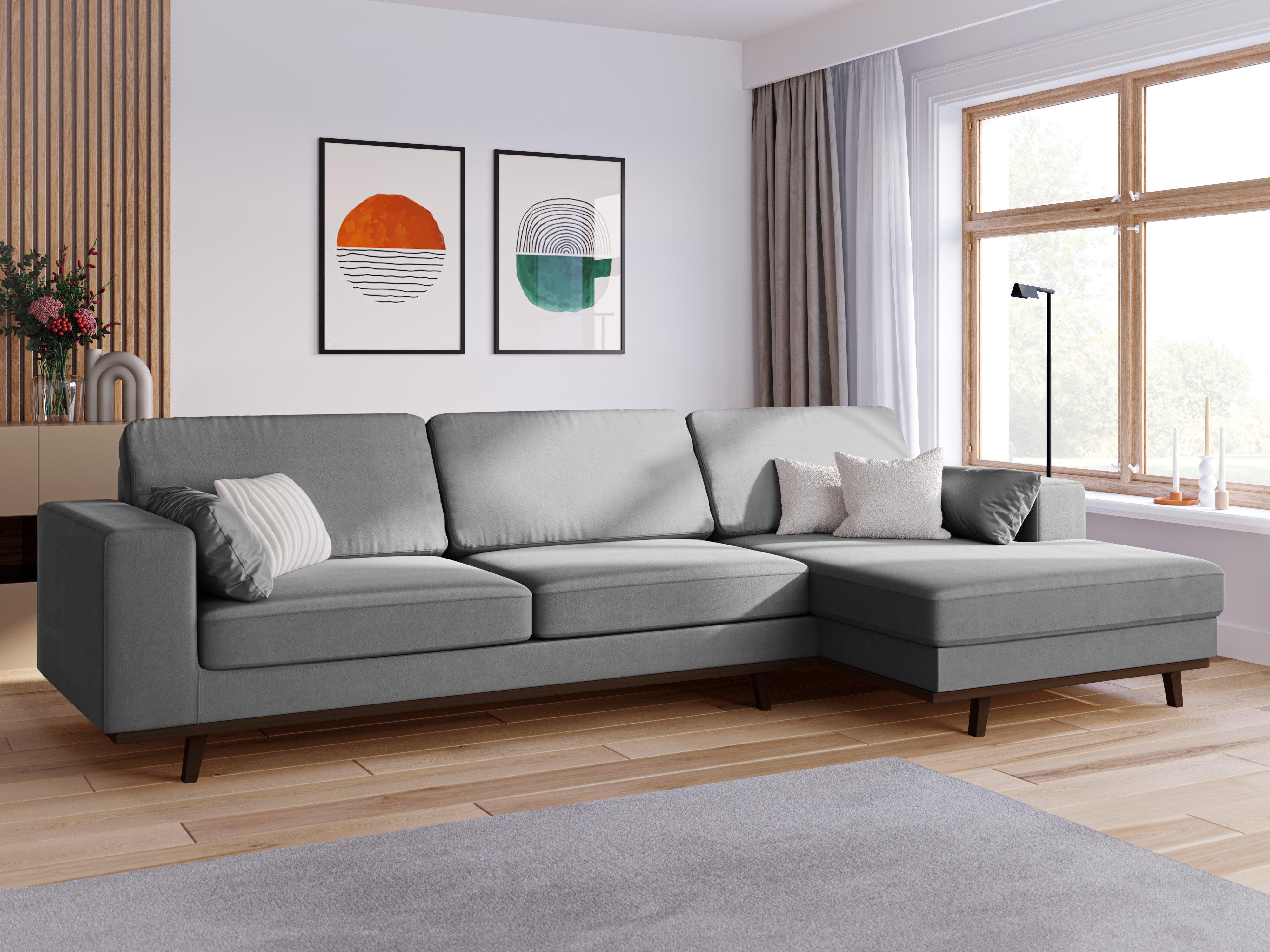 Narożnik aksamitny prawostronny HEBE szary Mazzini Sofas    Eye on Design