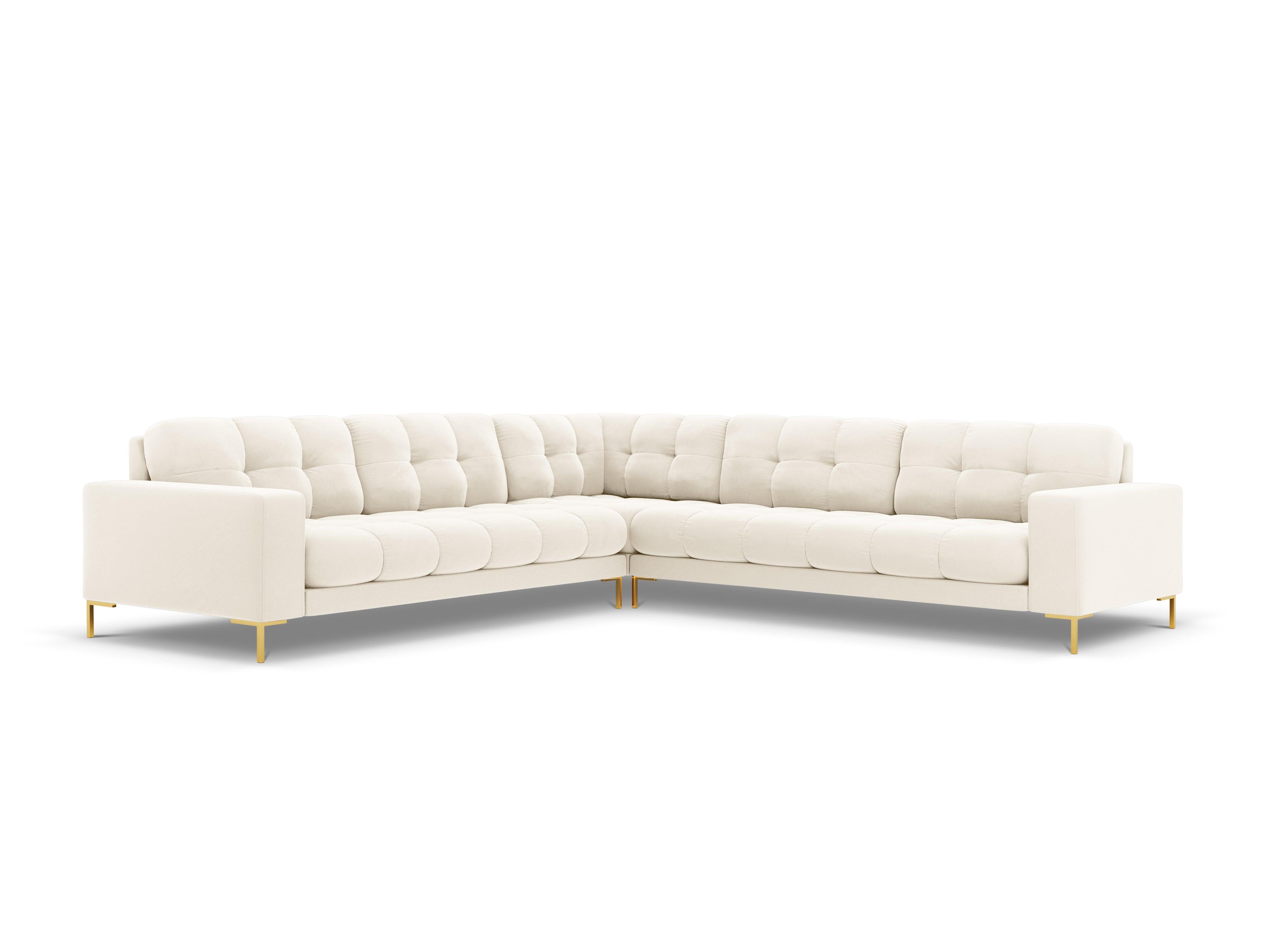 Narożnik aksamitny symetryczny BALI jasnobeżowy ze złotą podstawą Cosmopolitan Design    Eye on Design