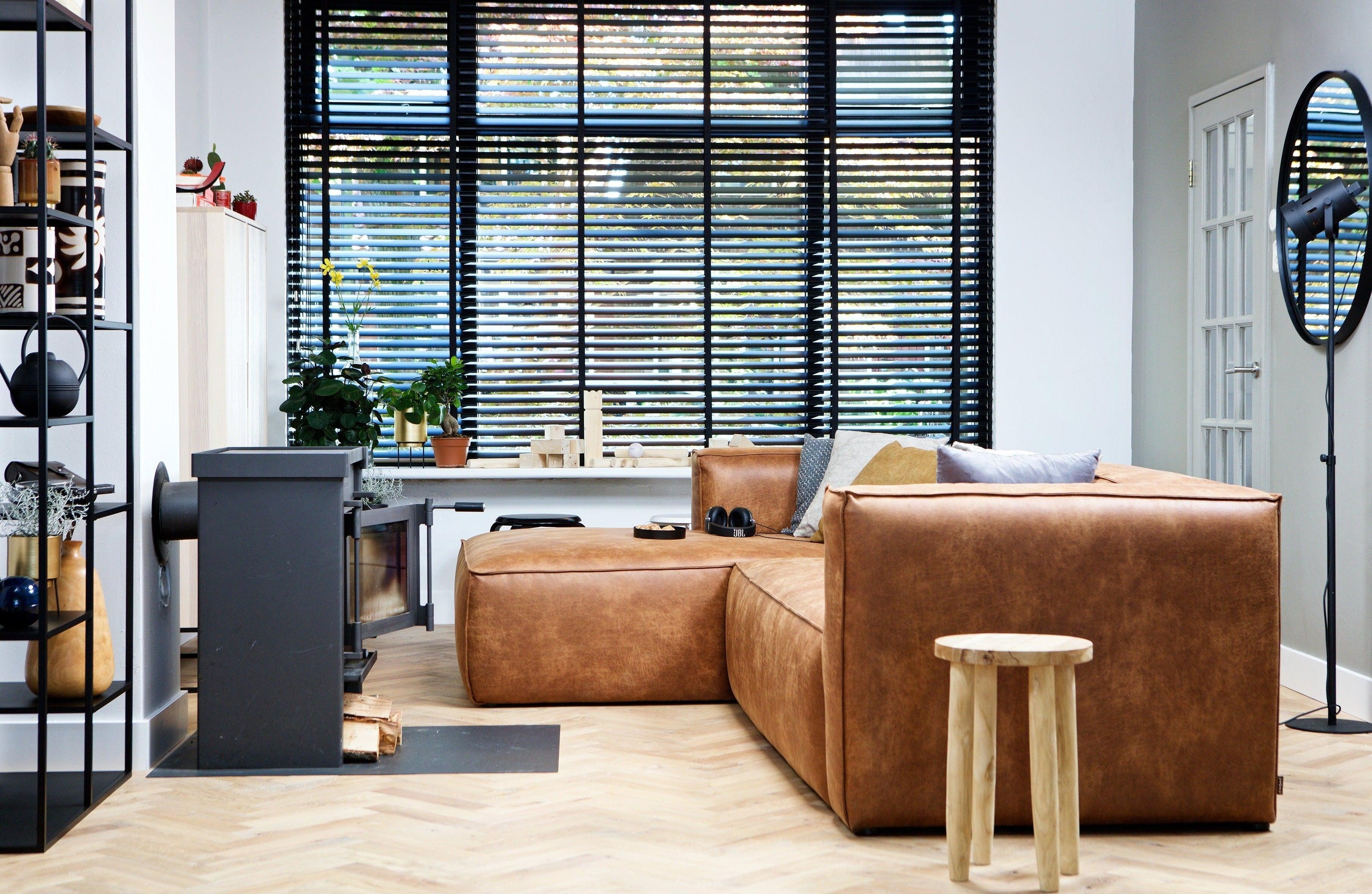 Narożnik lewostronny BEAN koniakowa ekoskóra – sofa narożna