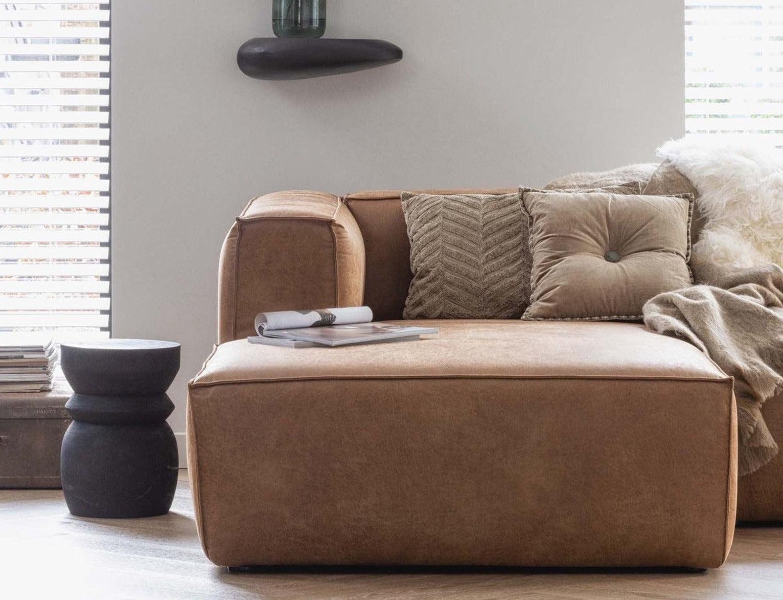 Narożnik lewostronny BEAN koniakowa ekoskóra do salonu – Woood