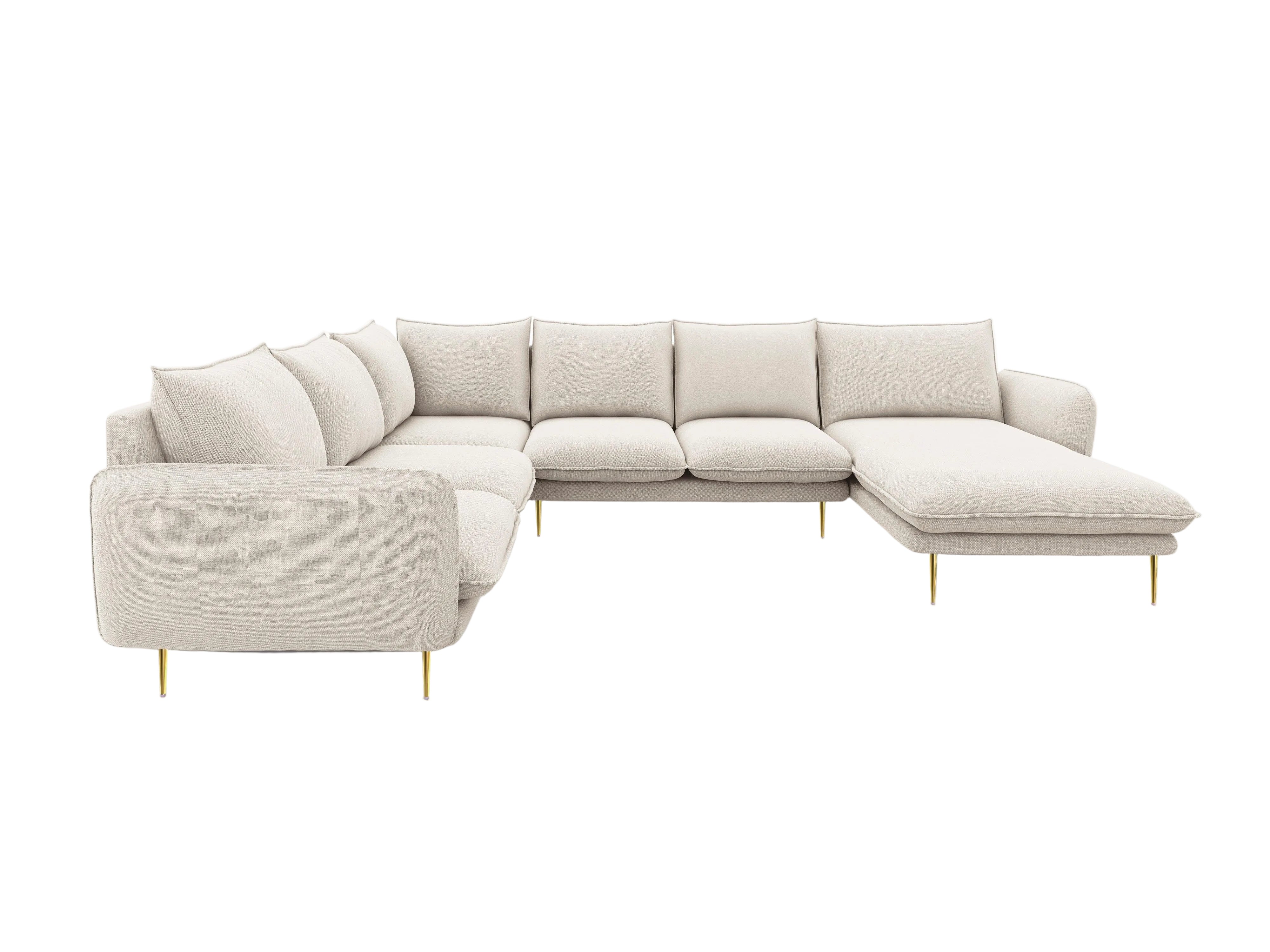 Narożnik lewostronny panoramiczny VIENNA piaskowy ze złotą podstawą Cosmopolitan Design    Eye on Design