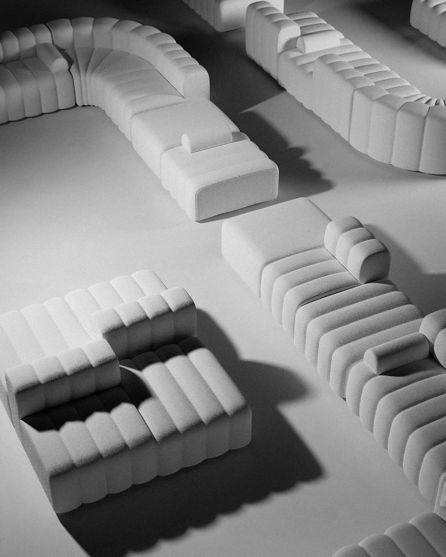 Narożnik modułowy STUDIO boucle kremowy – sofa narożna