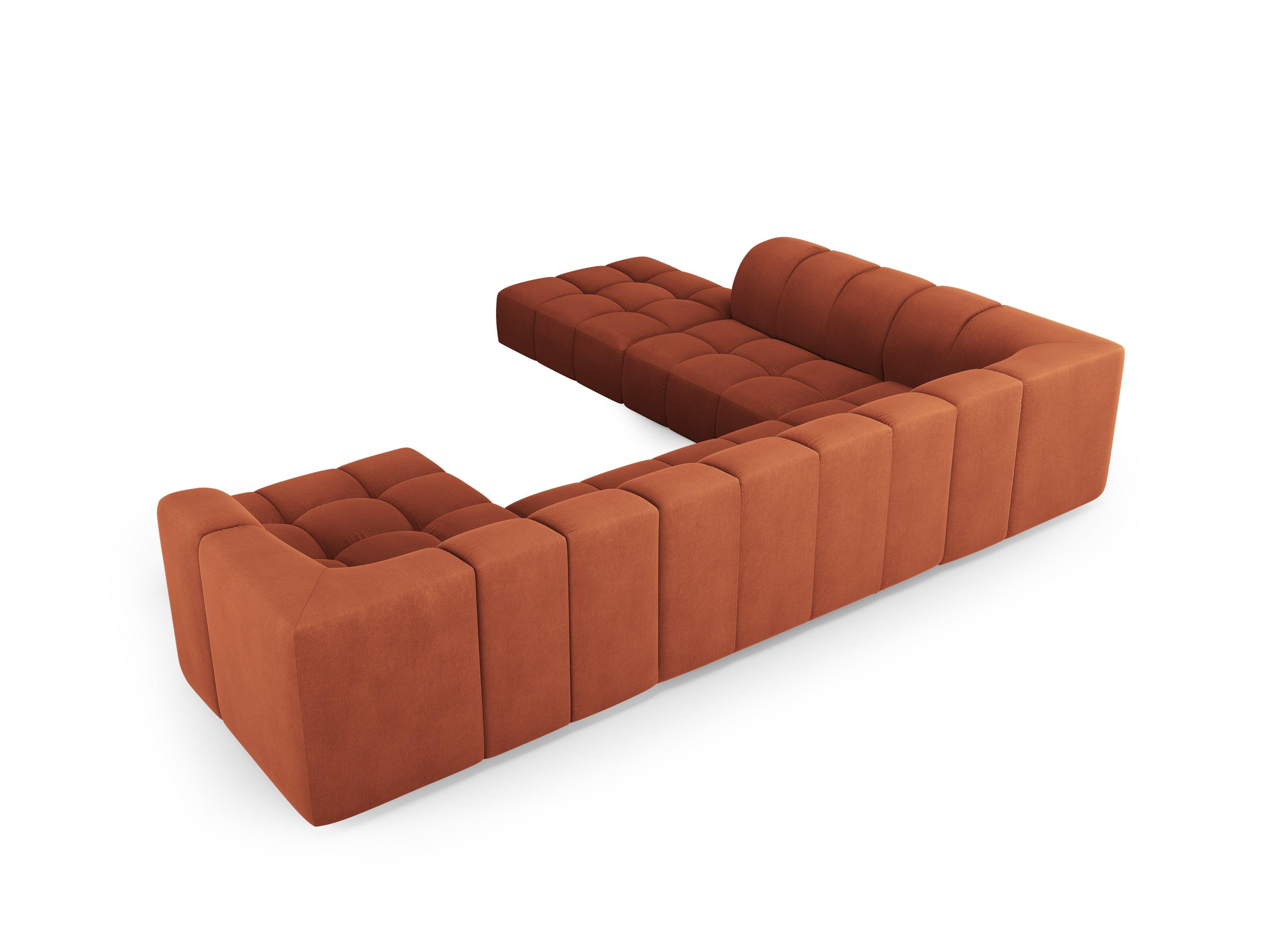 Narożnik panoramiczny lewostronny FRANCESCA terracotta szenil – aksamit