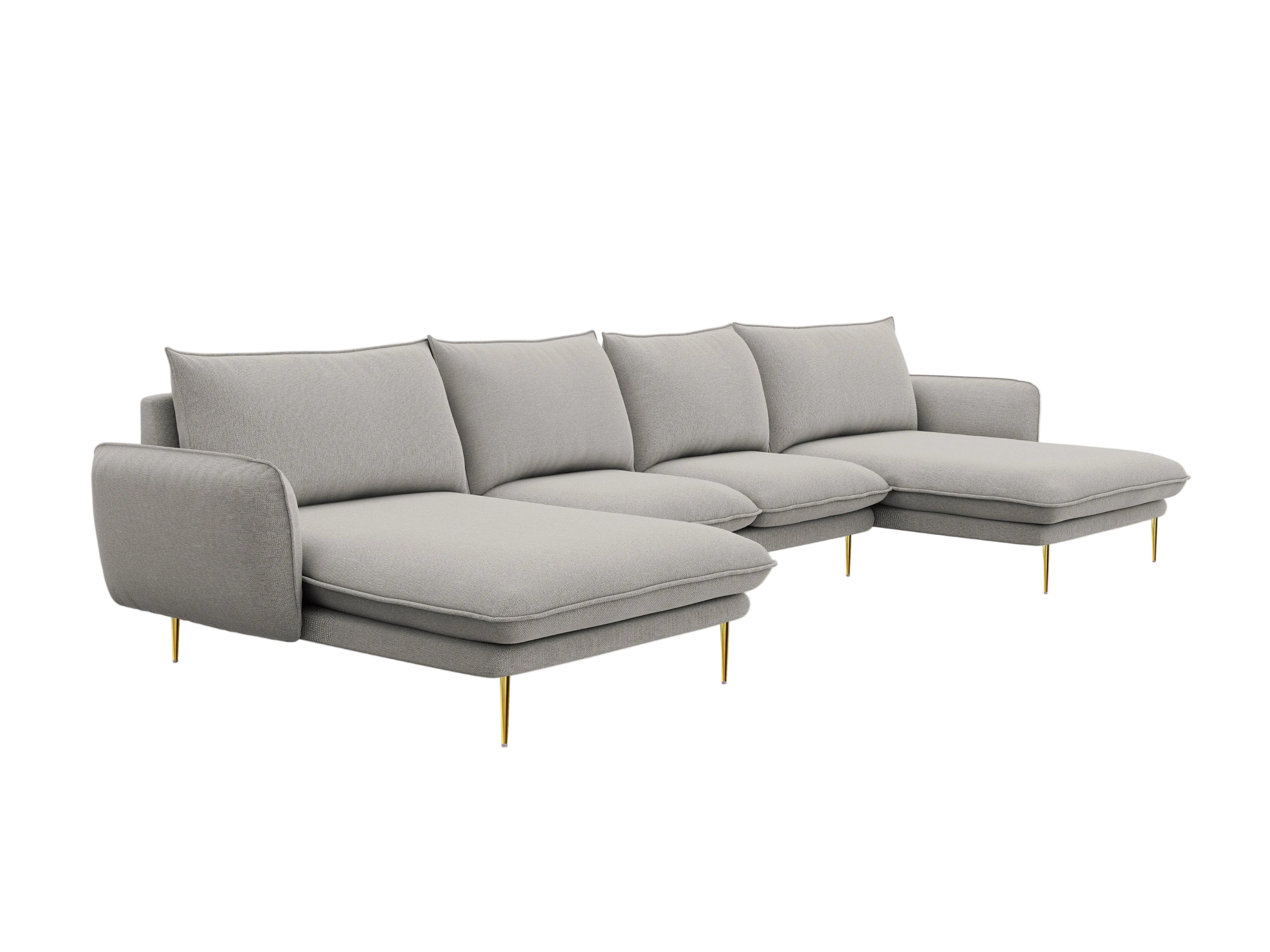 Narożnik w kształcie U VIENNA jasnoszary ze złotą podstawą Cosmopolitan Design    Eye on Design