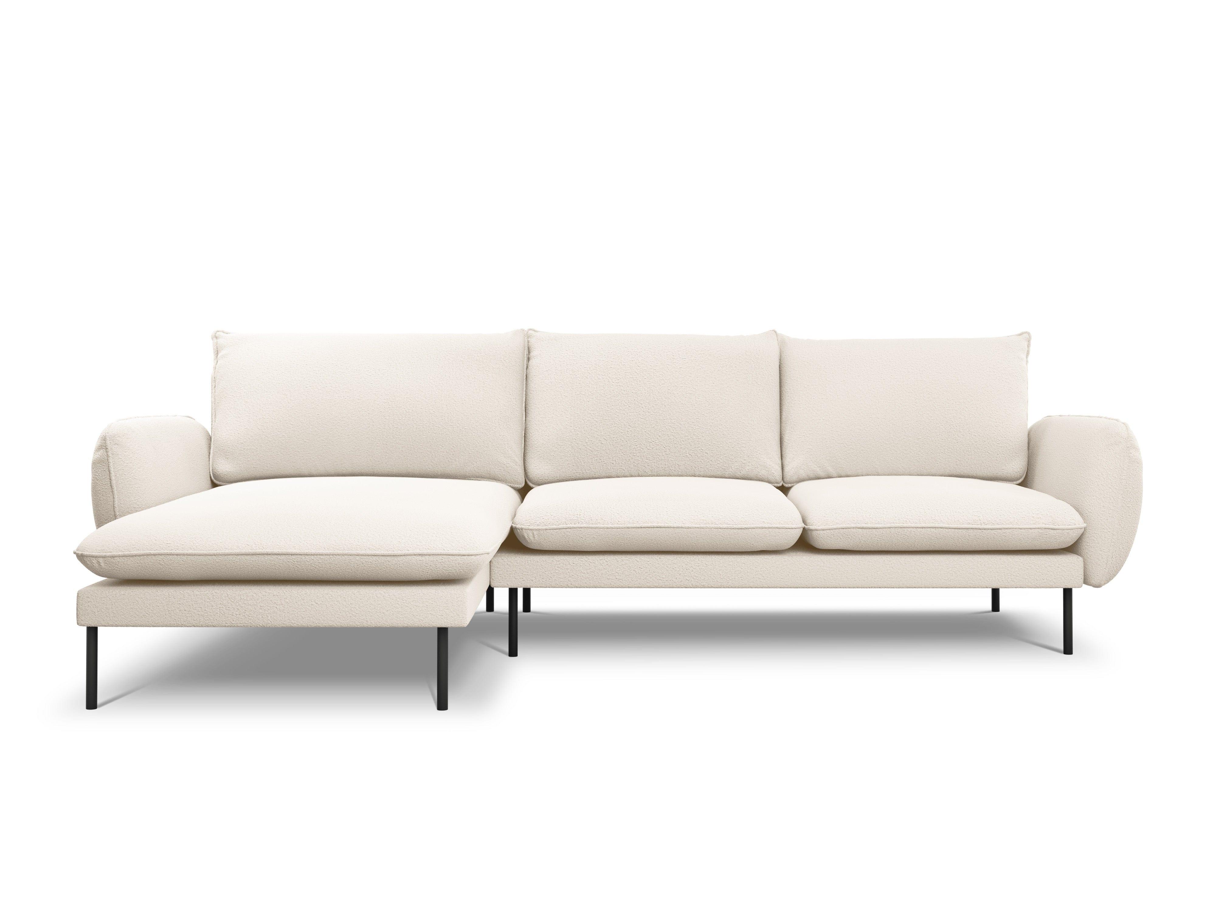 Narożnik w tkaninie boucle lewostronny VIENNA beżowy z czarną podstawą Cosmopolitan Design    Eye on Design