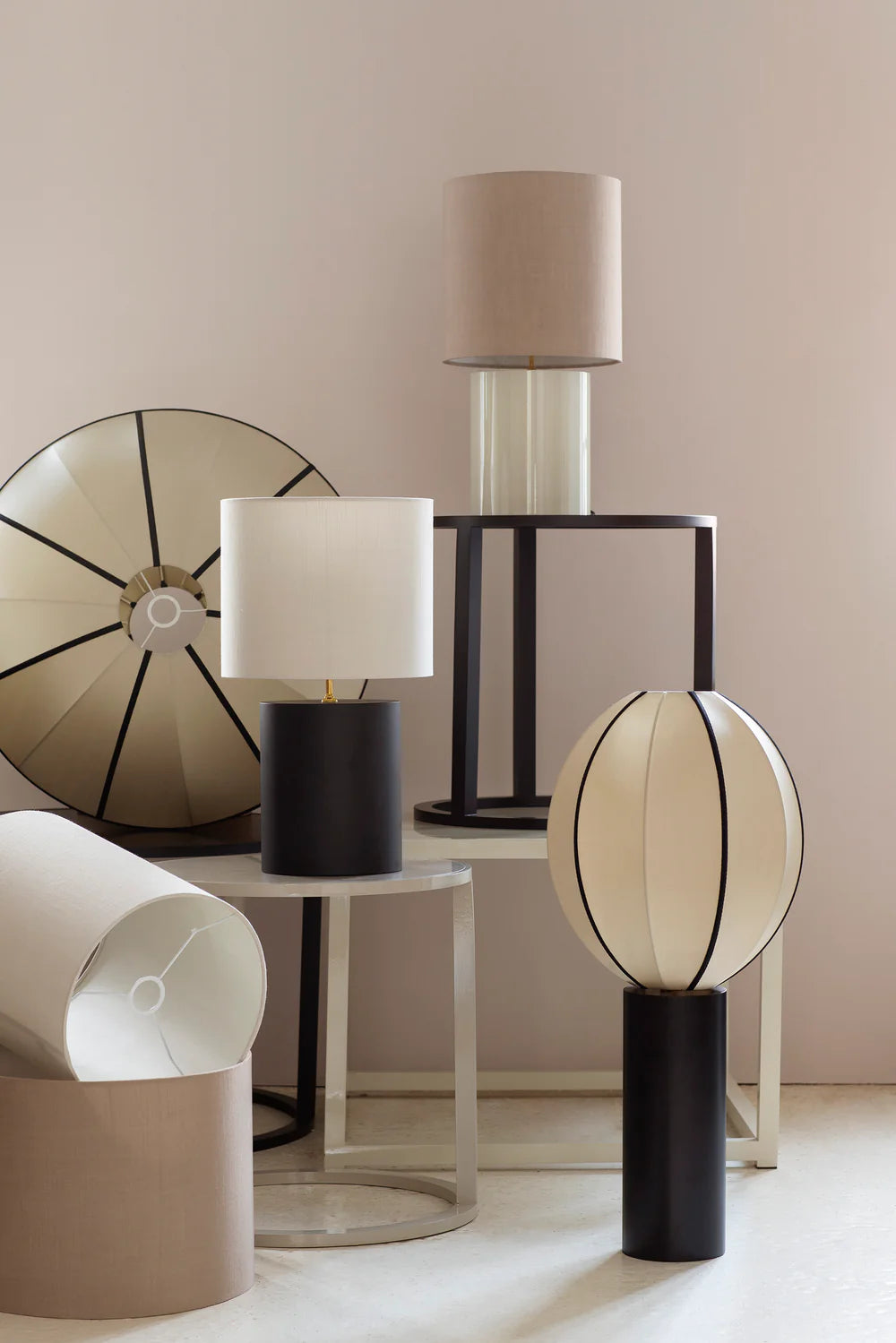 Beige OVAL lampshade with black