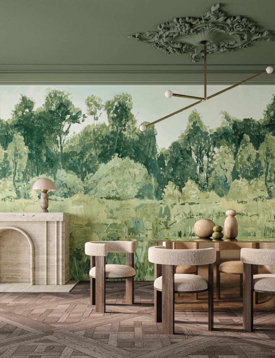 Mural z krajobrazem drzew COLVERT zielony