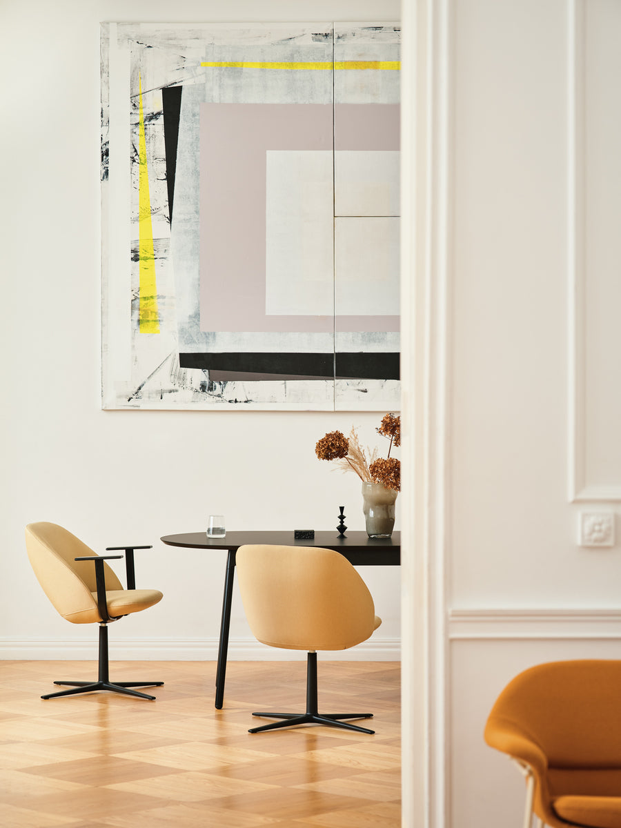 Fauteuil met lage rugleuning PARALEL draaibare platte basis