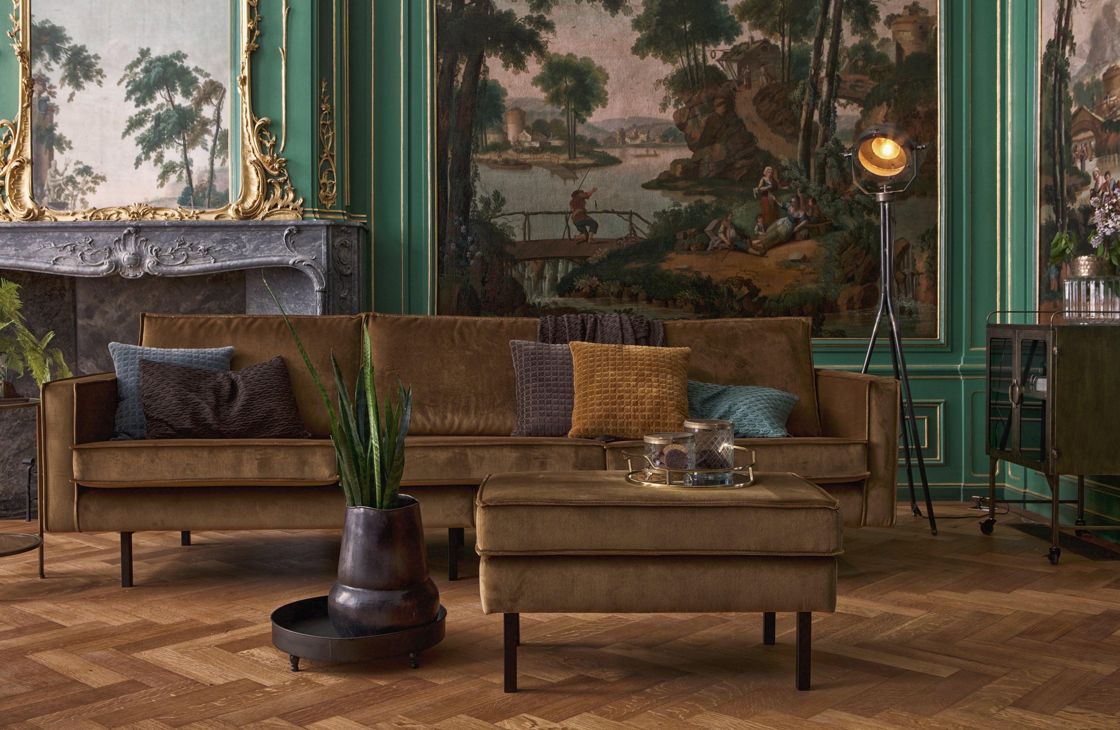 Velvet corner sofa right -sided rodeo khaki