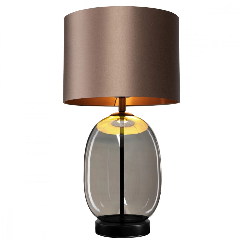 SALVADOR table lamp smoked glass with brown shade and black finish [wycofane]